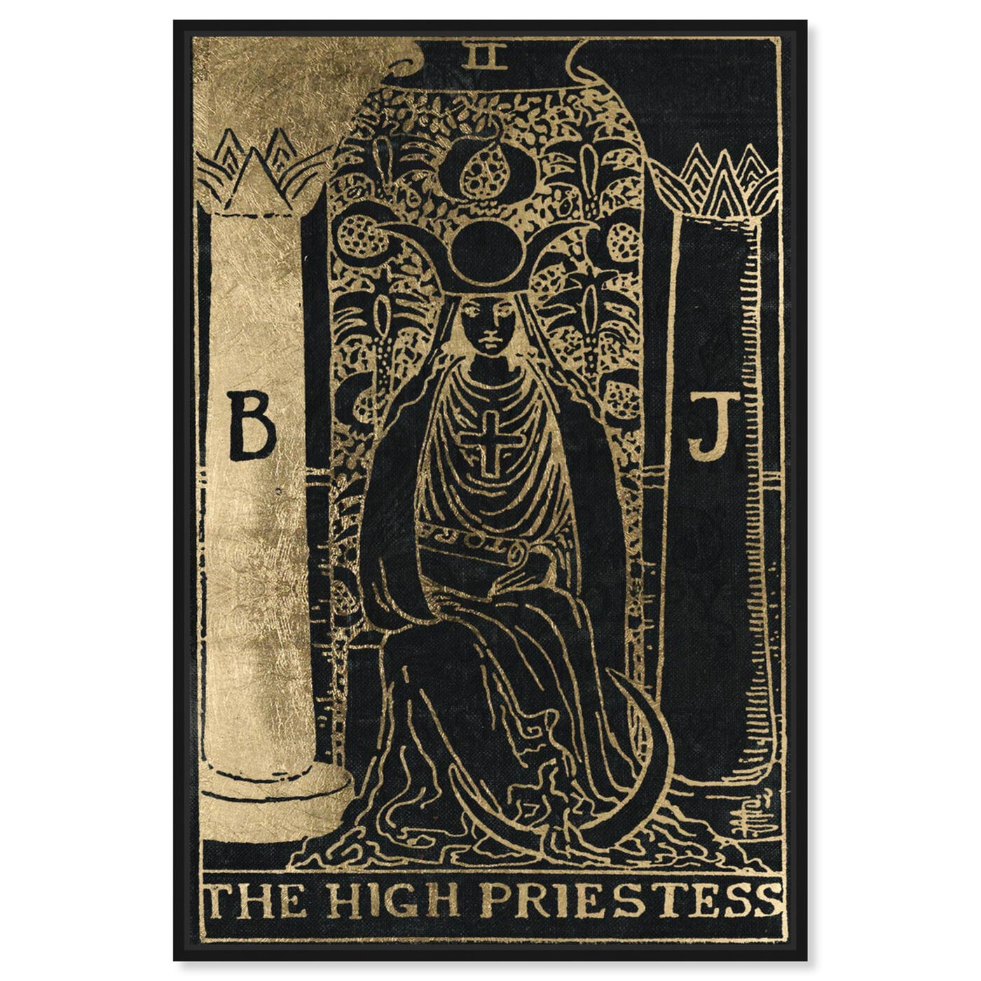 Front view of The High Priestess Tarot featuring spiritual and religious and zodiac art.