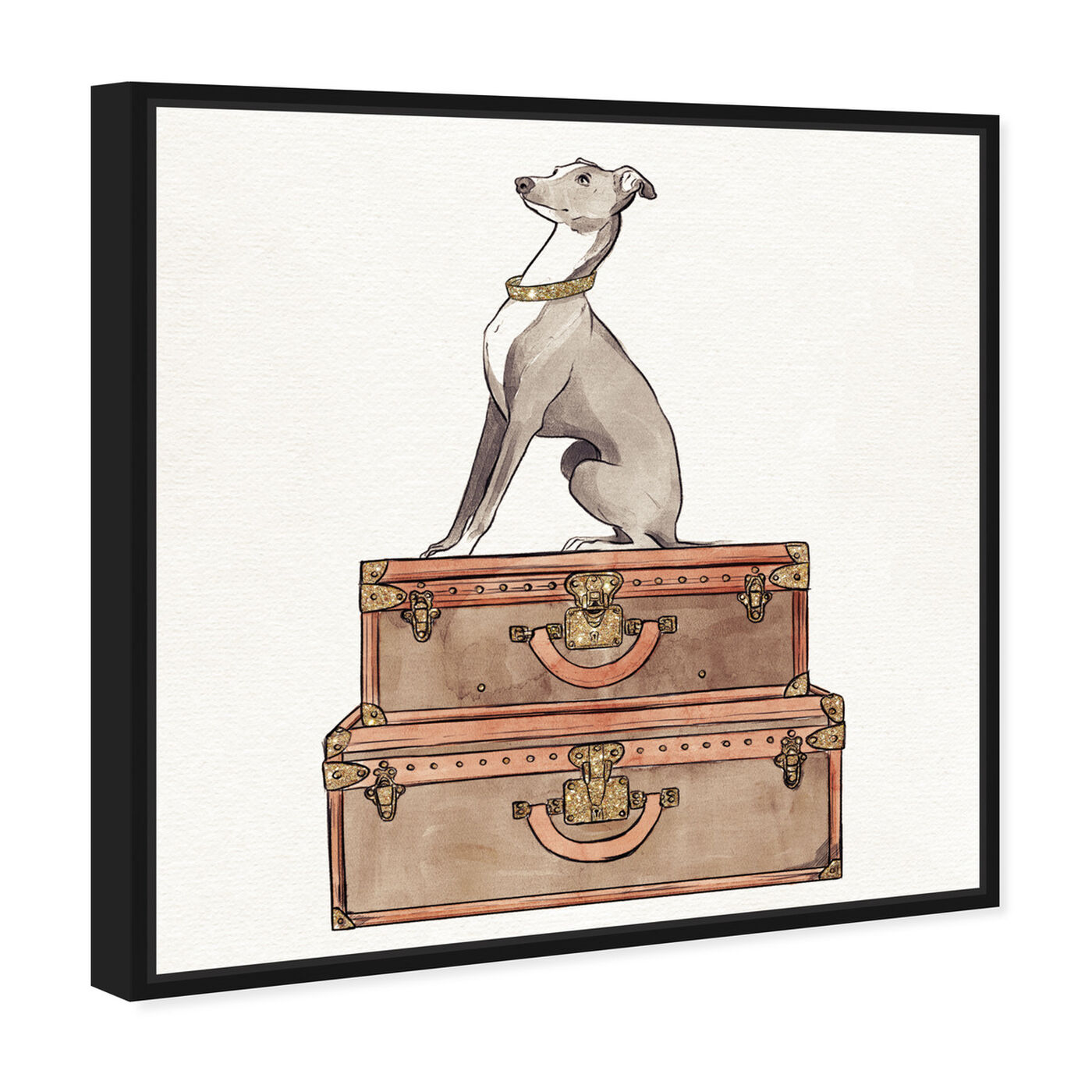 Angled view of Luxury Greyhound featuring fashion and glam and travel essentials art.