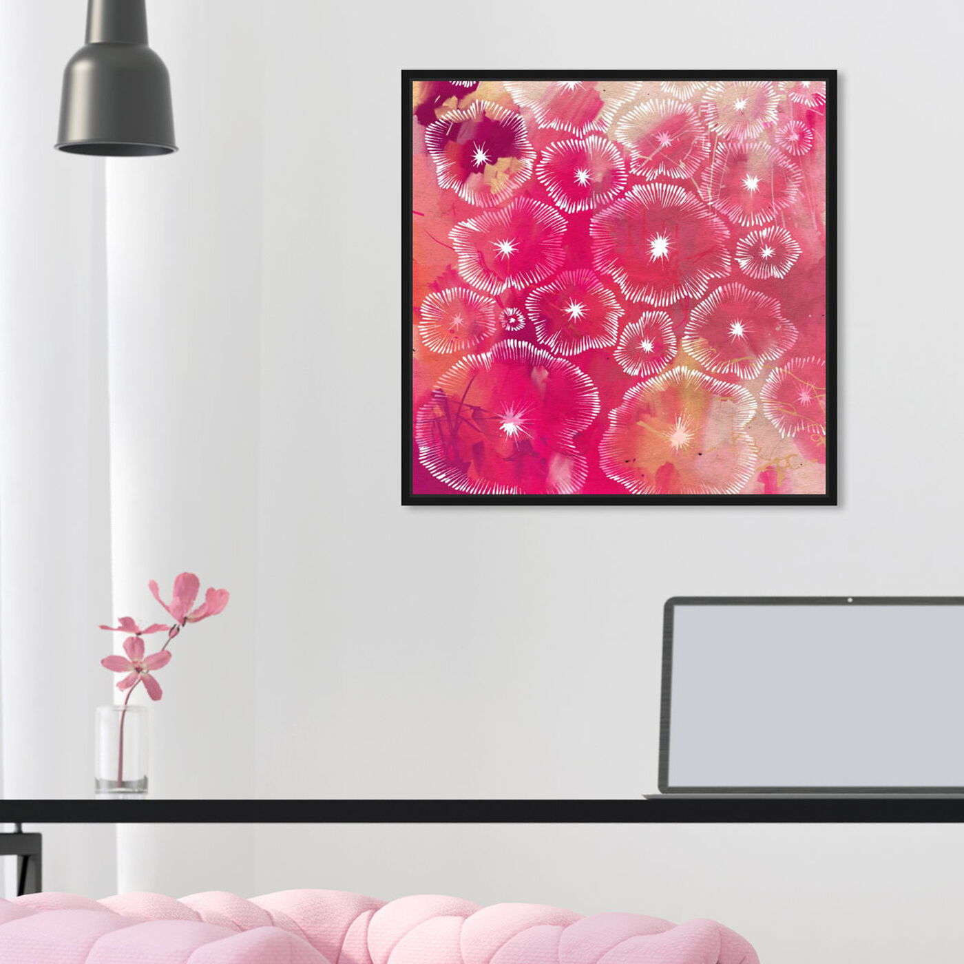 Hanging view of Floral Carmesi featuring floral and botanical and florals art.