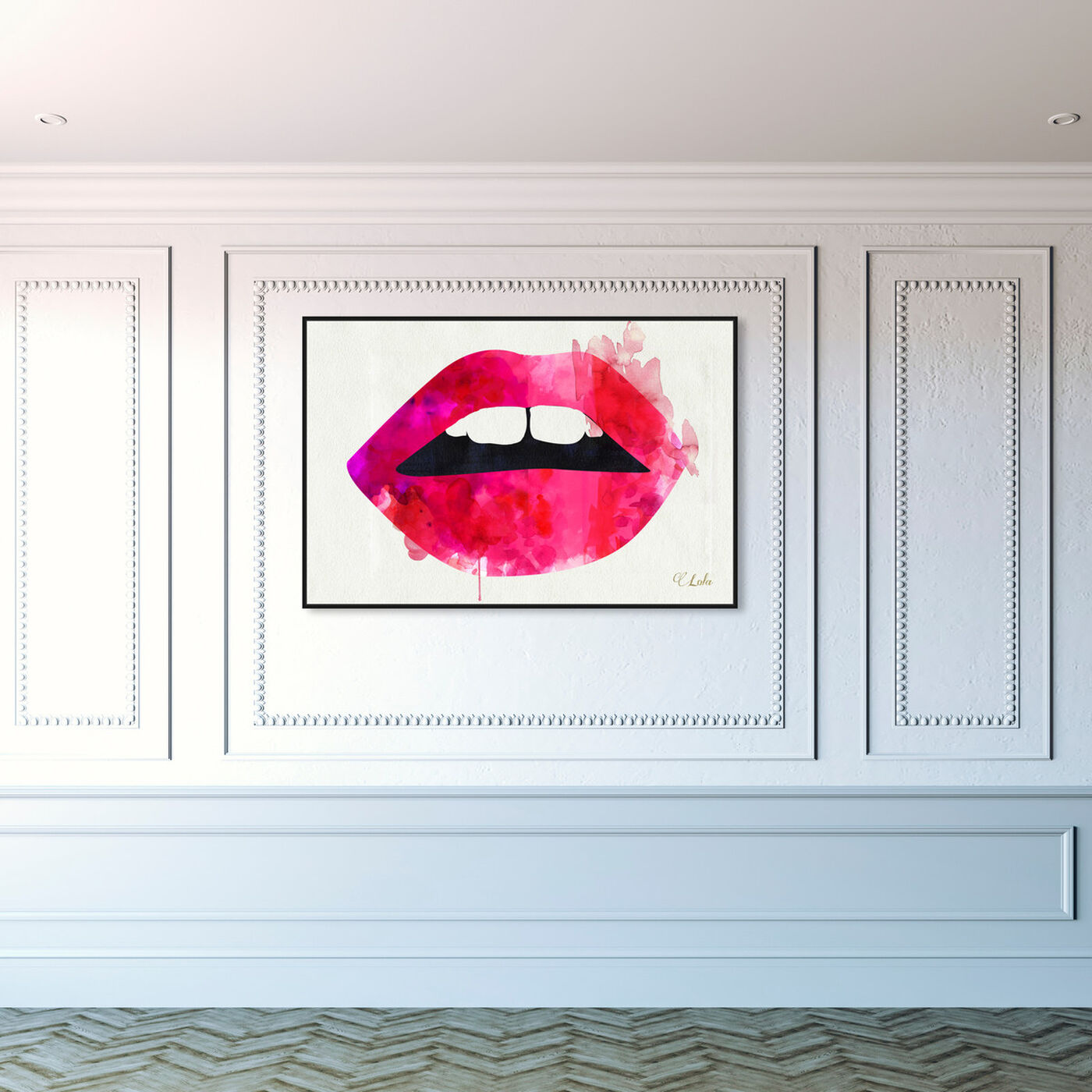Hanging view of Lola's Lips featuring fashion and glam and lips art.