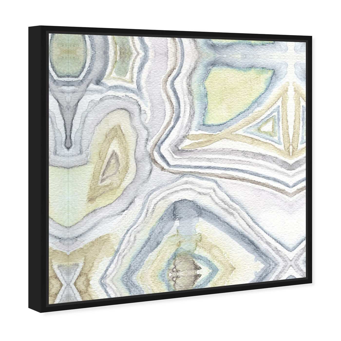 Angled view of Quartz Matura featuring abstract and crystals art.
