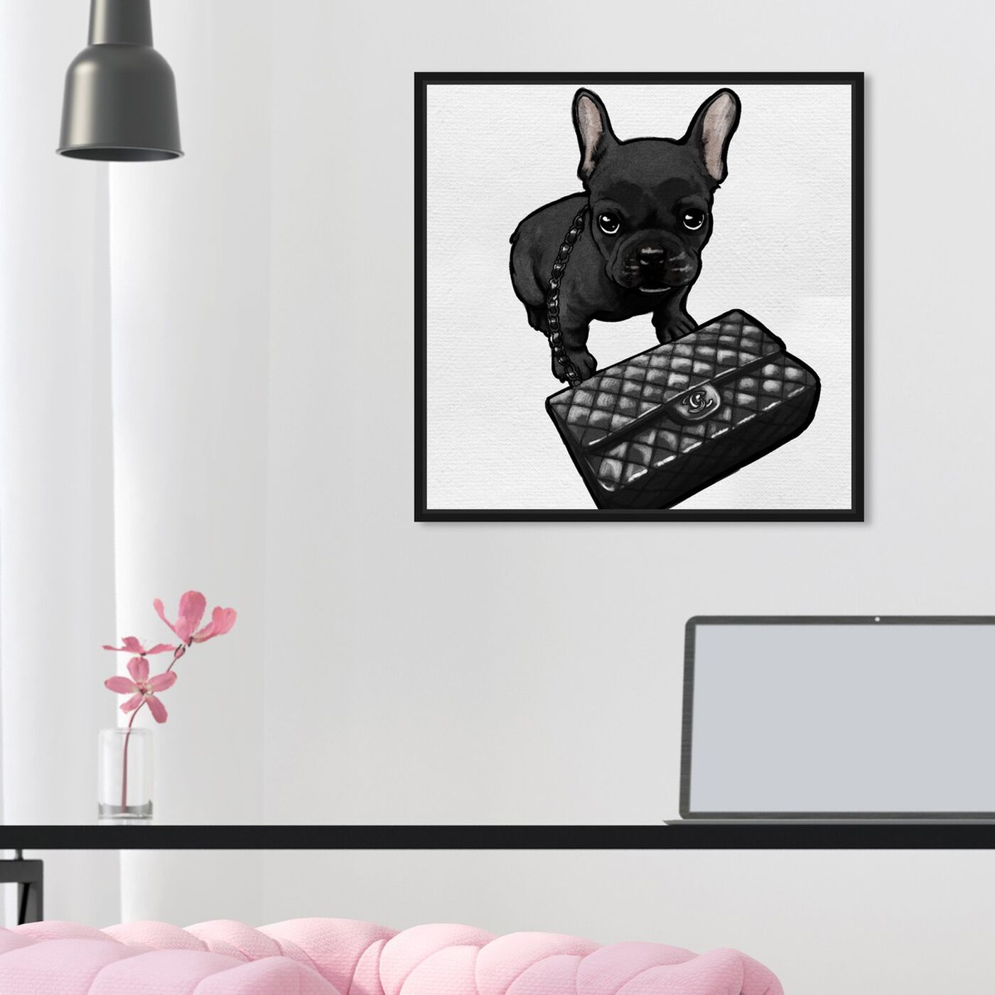 Hanging view of Classy Frenchie Noir featuring animals and dogs and puppies art.