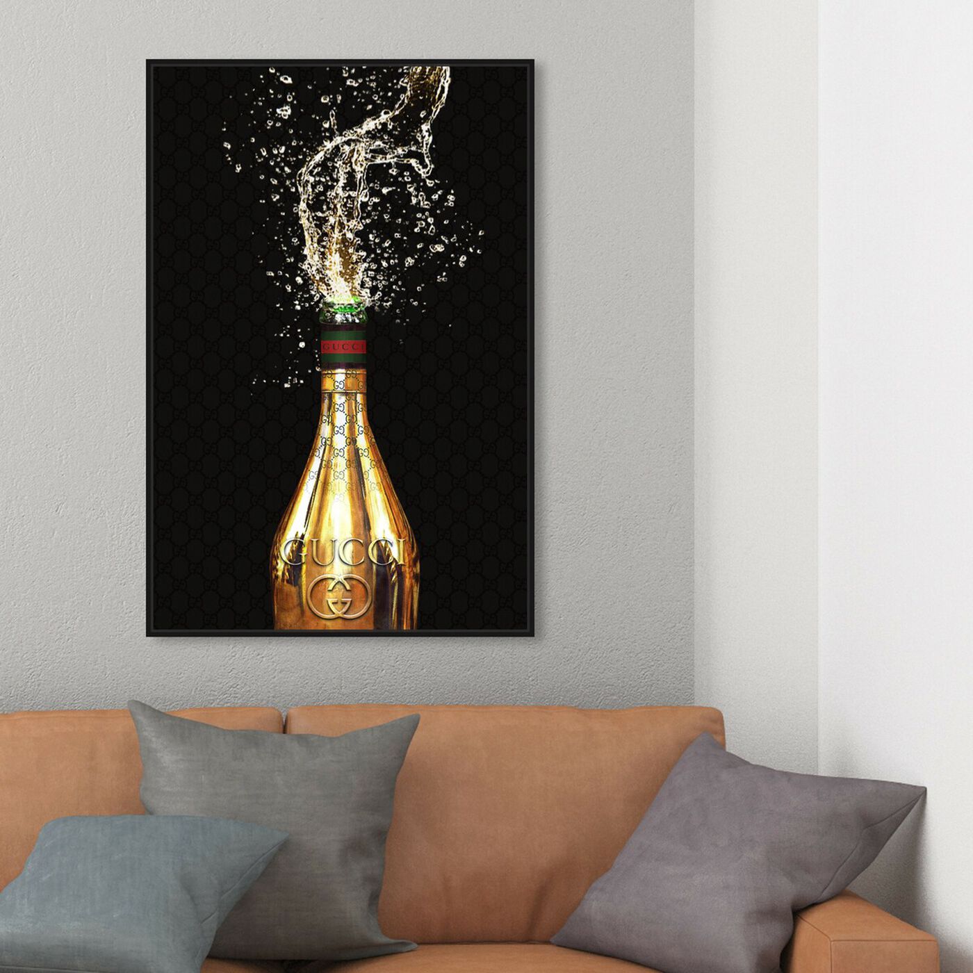 Hanging view of Italian Champagne featuring drinks and spirits and champagne art.