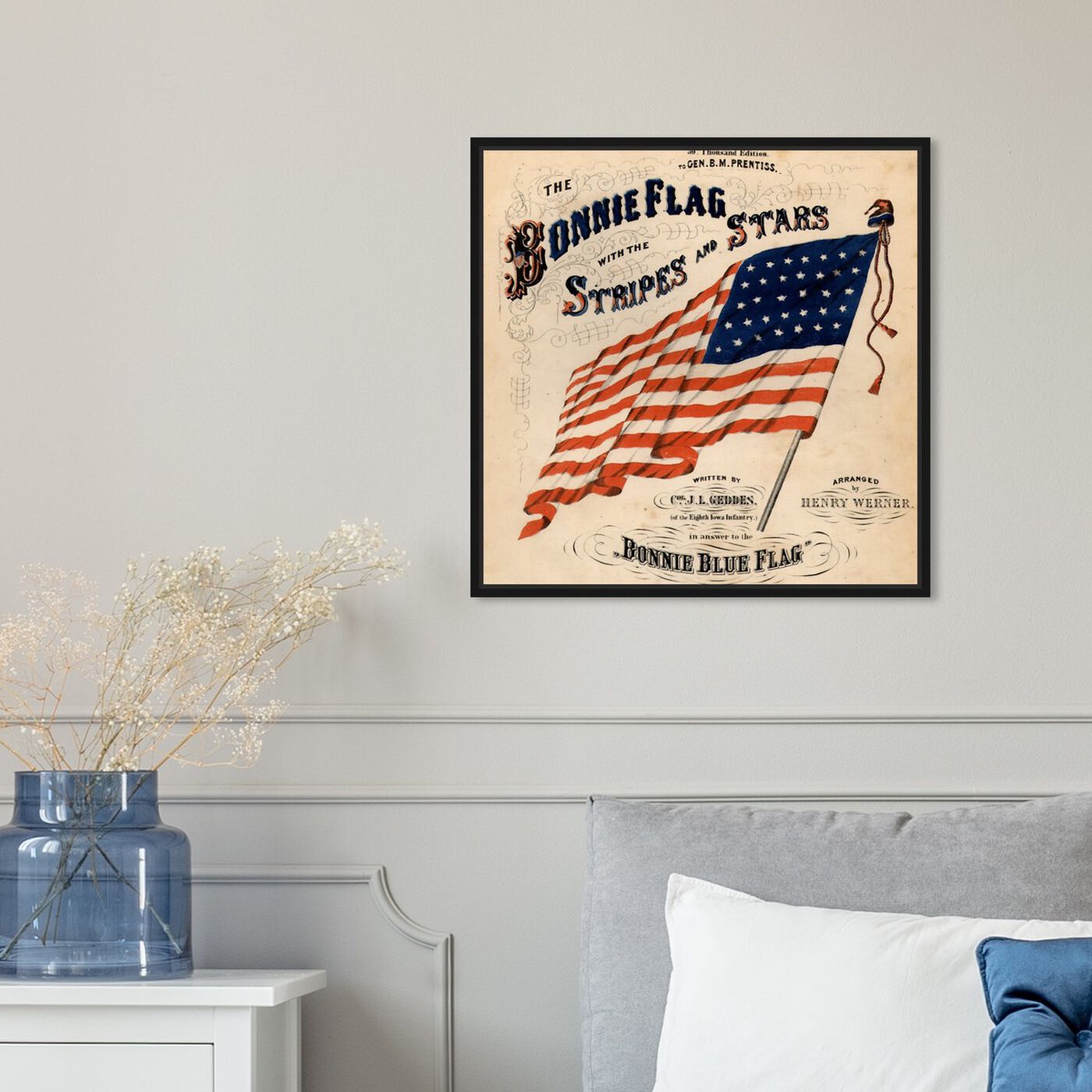 Hanging view of Bonnie Flag featuring americana and patriotic and us flags art.