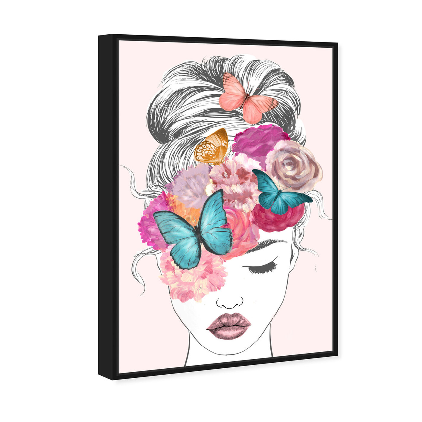 Angled view of Butterflies in My Head featuring fashion and glam and portraits art.