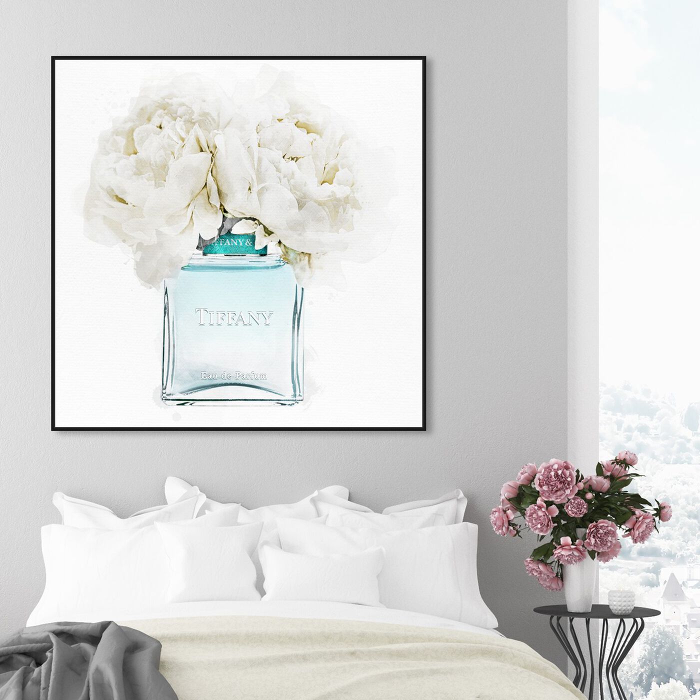 Hanging view of Dawn Morning Bouquet Aquamarine featuring fashion and glam and perfumes art.