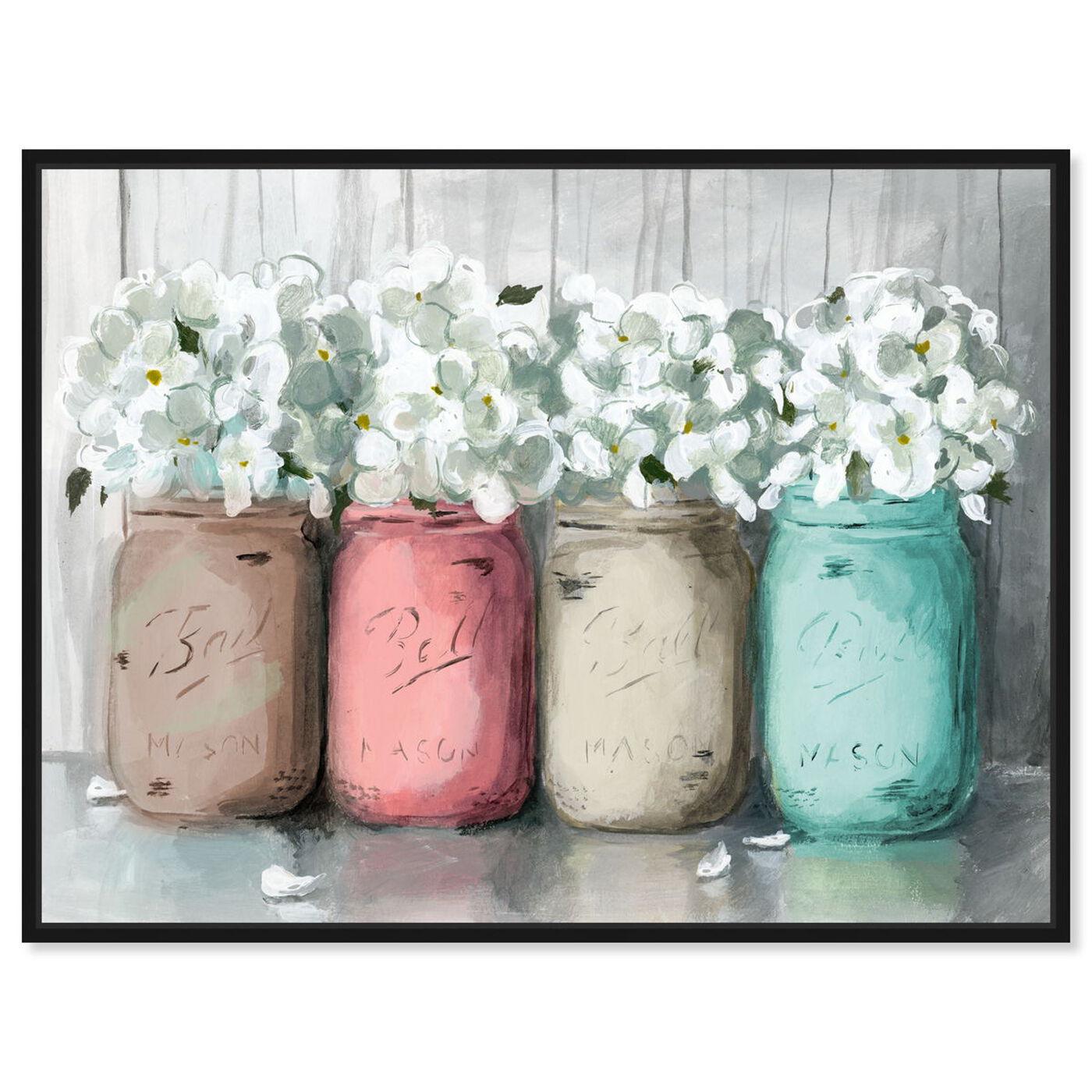 Front view of Mason Jar Turquoise featuring floral and botanical and florals art.