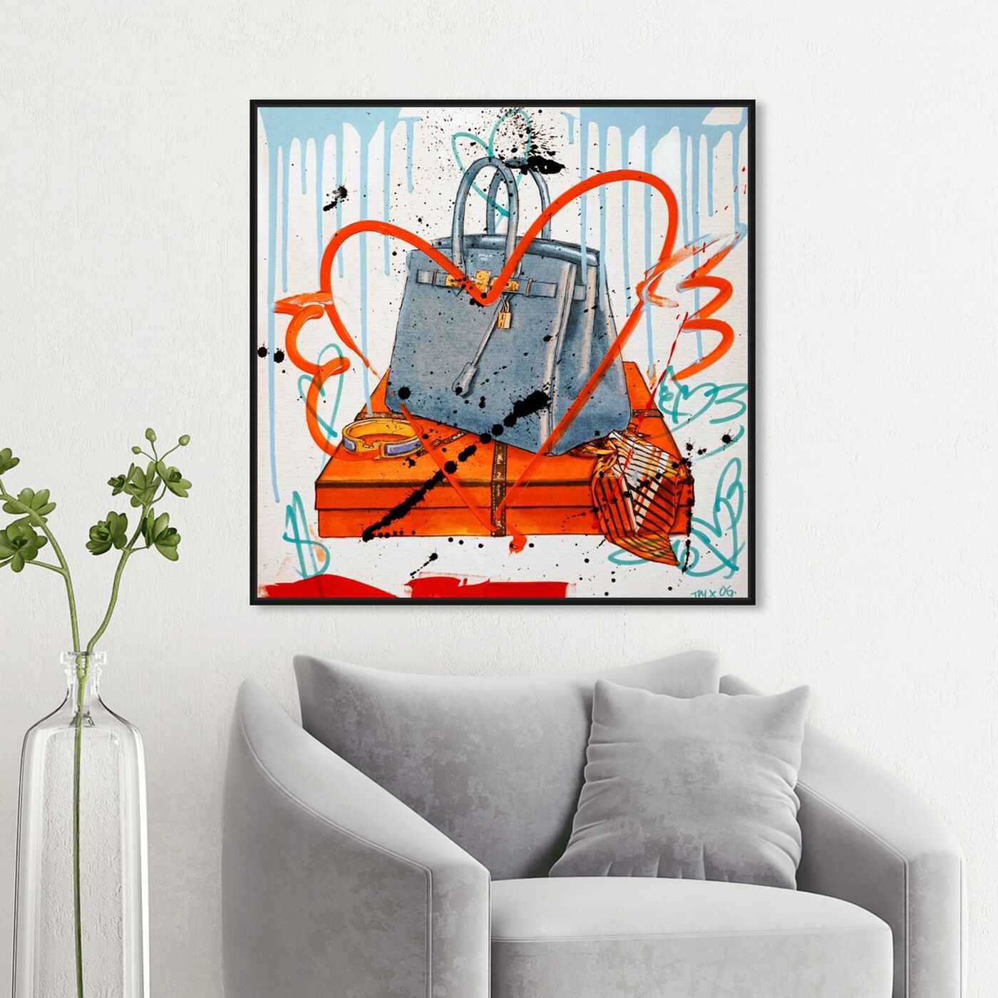 Hanging view of My Blue Bag Remix II featuring fashion and glam and handbags art.
