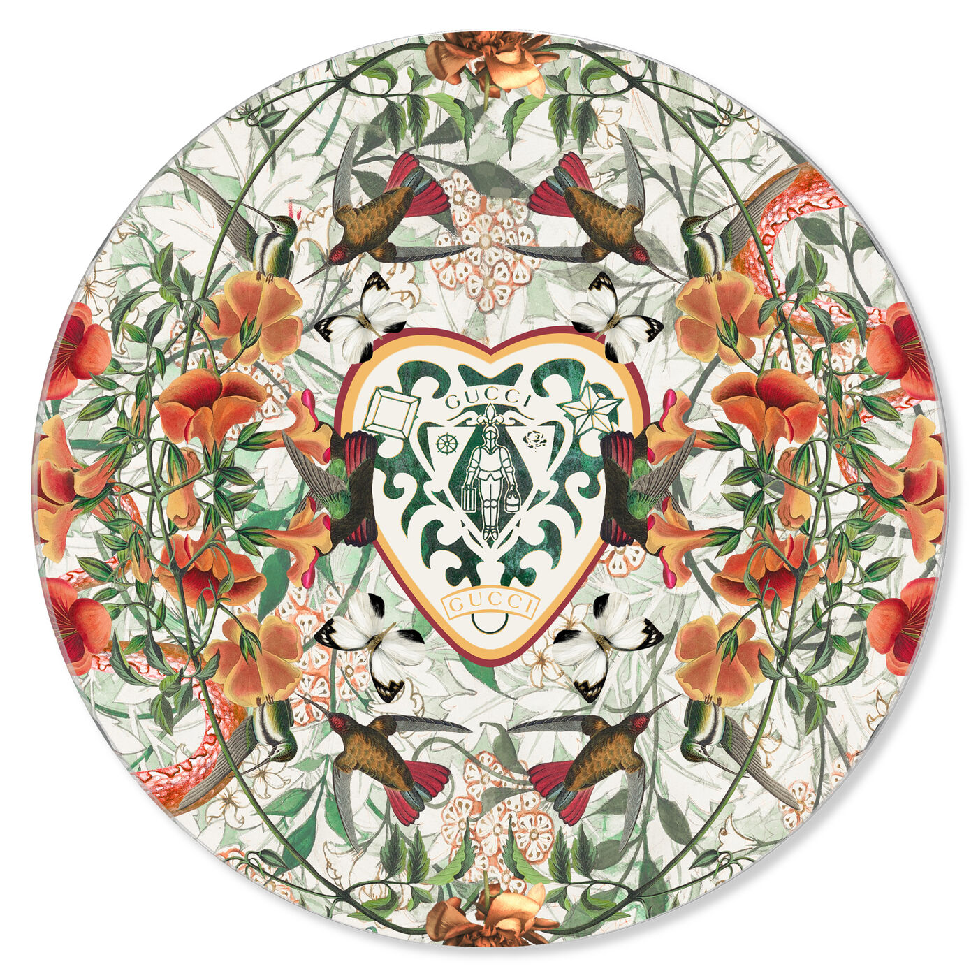 Front view of Giardino a Roma Round featuring floral and botanical and botanicals art.