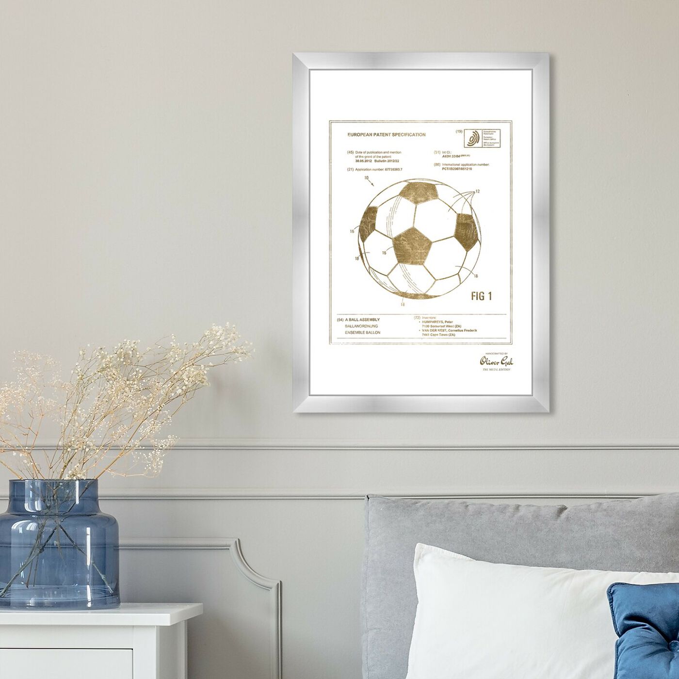 Hanging view of soccer ball 2012 Gold featuring sports and teams and soccer art.
