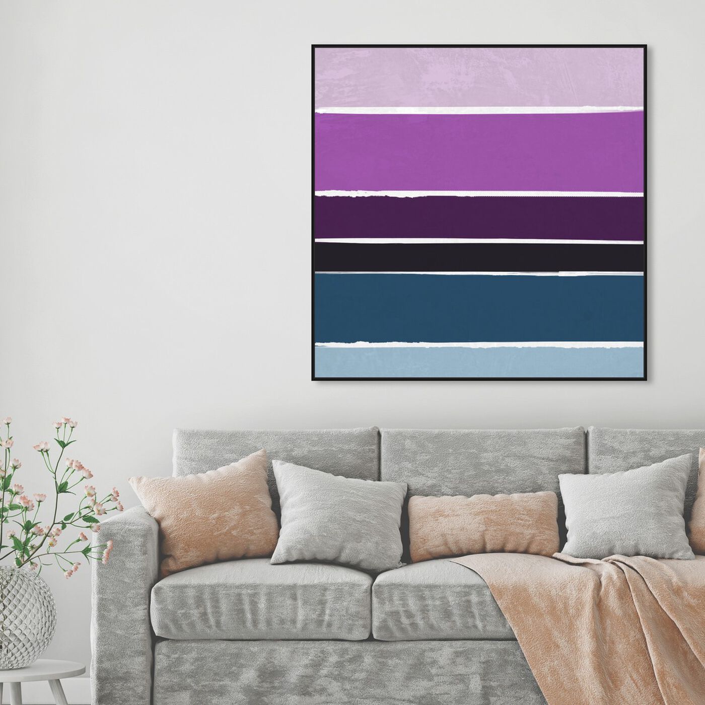 Hanging view of Lavender Rain featuring abstract and paint art.