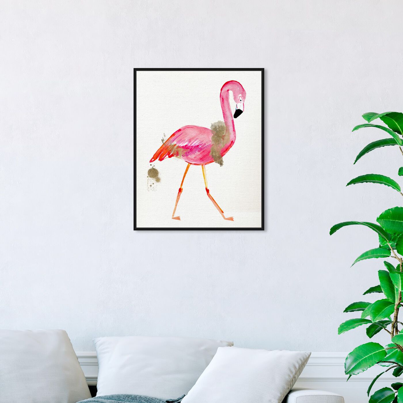 Hanging view of Glam Flamingo featuring animals and birds art.