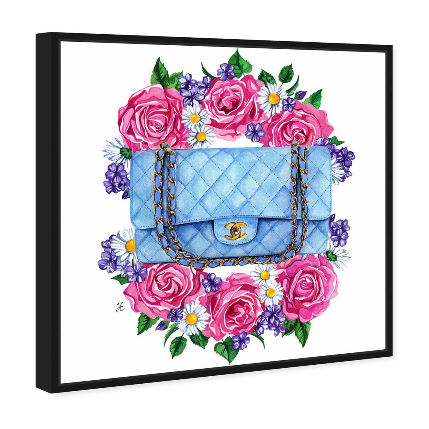 Angled view of Doll Memories - Pastel Blue Bag featuring fashion and glam and handbags art.