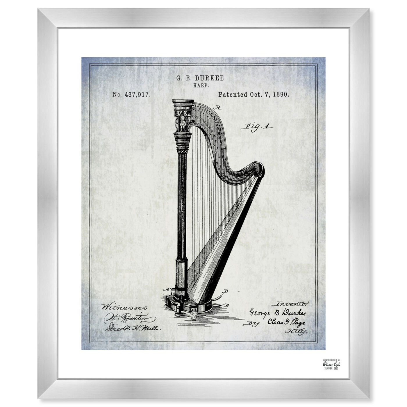 Front view of Harp 1890 featuring music and dance and music instruments art.