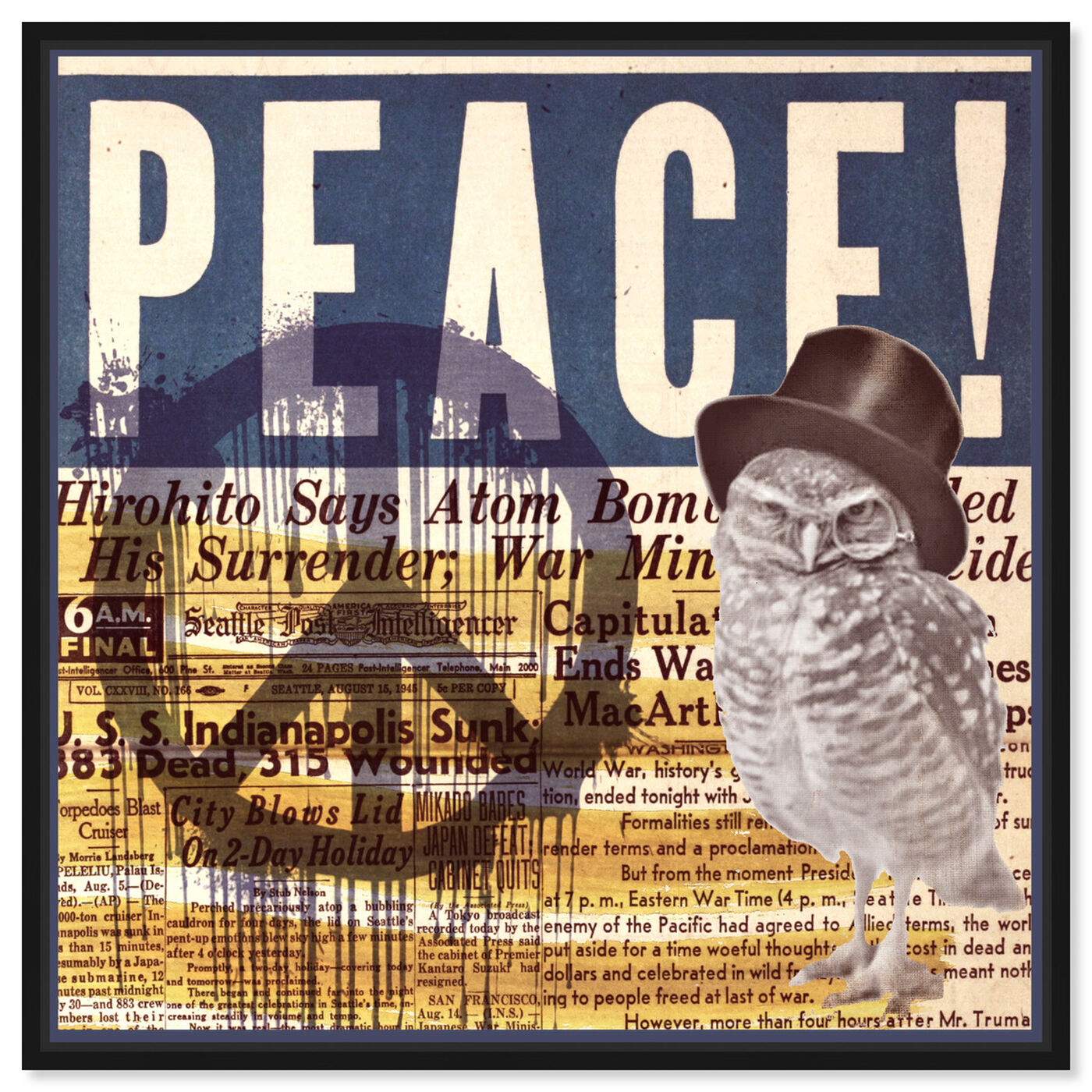 Front view of Peace! featuring advertising and posters art.
