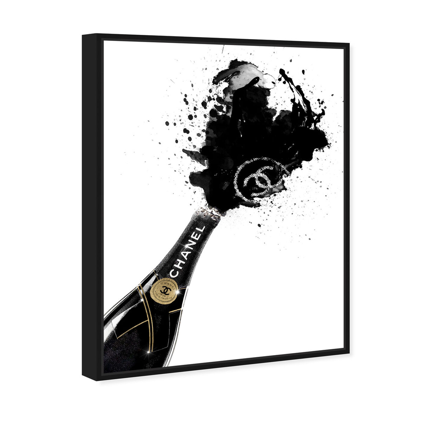 Framed Canvas Art (Champagne) - LV Black Supreme by Art Mirano ( Fashion > Supreme art) - 26x26 in