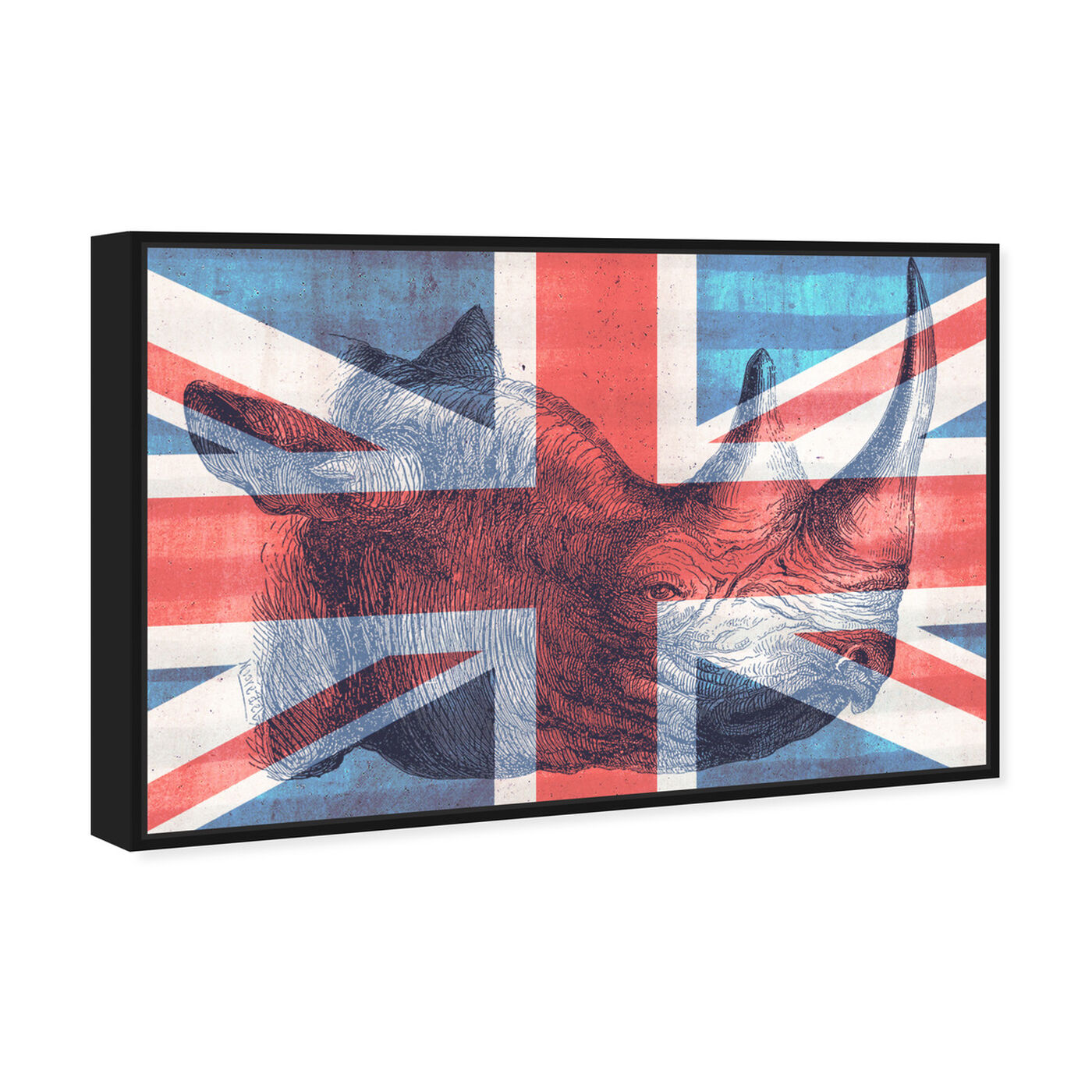 Angled view of Brit Rhino II featuring maps and flags and european cities flags art.