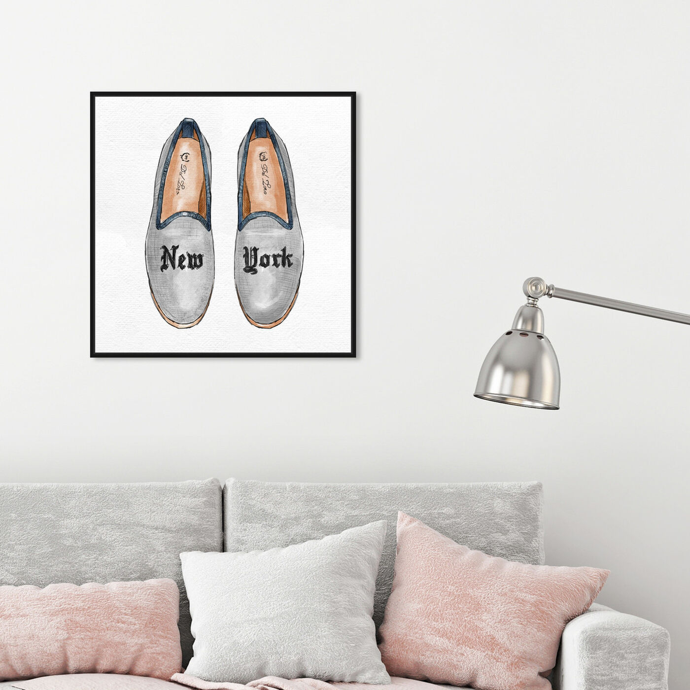Hanging view of New York Slippers featuring fashion and glam and shoes art.