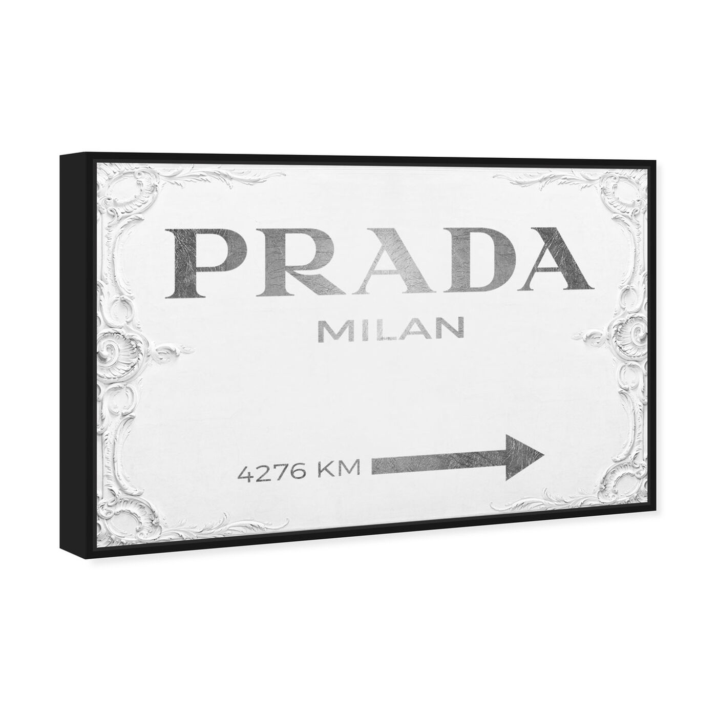 Angled view of Milan Sign featuring fashion and glam and road signs art.