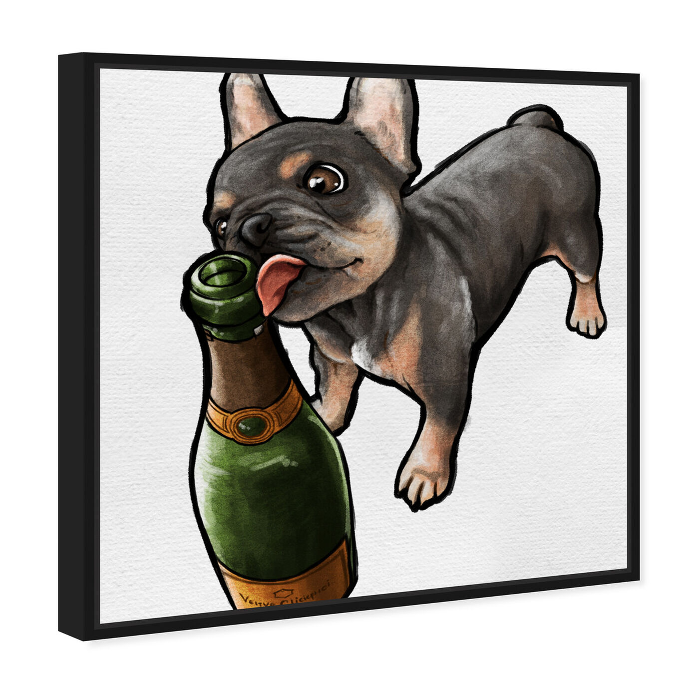 Angled view of Frenchie and Bubbly Custom featuring animals and dogs and puppies art.
