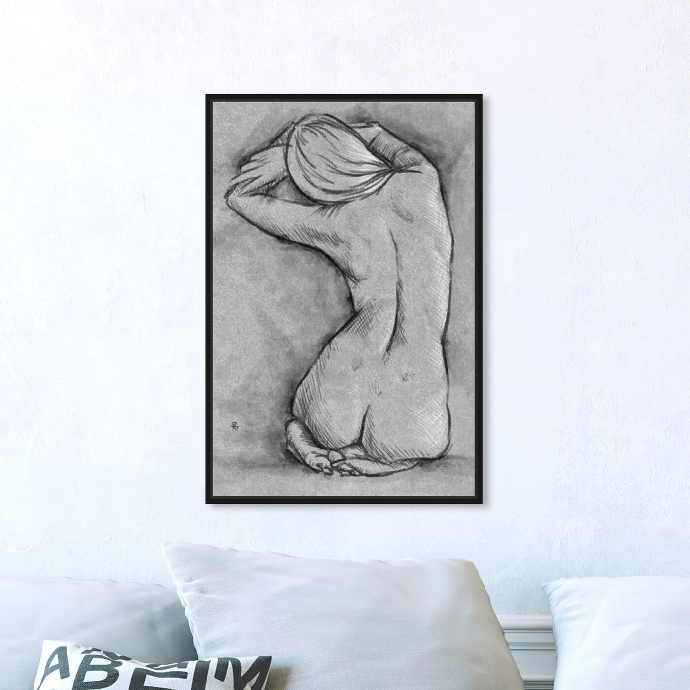 Hanging view of Nude In Gray featuring people and portraits and nudes art.