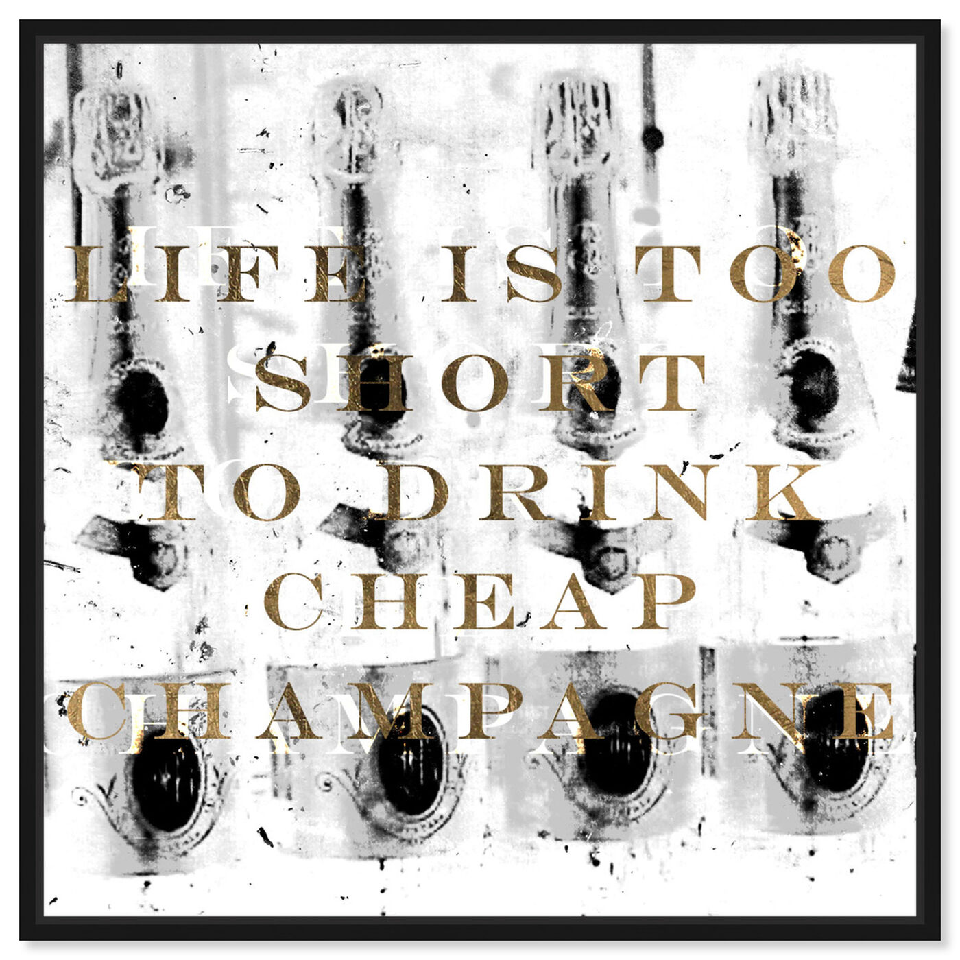 Front view of No Cheap Champagne featuring typography and quotes and funny quotes and sayings art.