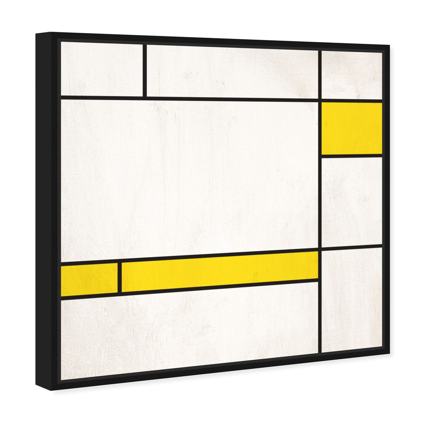 Angled view of Yellow Edge Composition featuring abstract and geometric art.