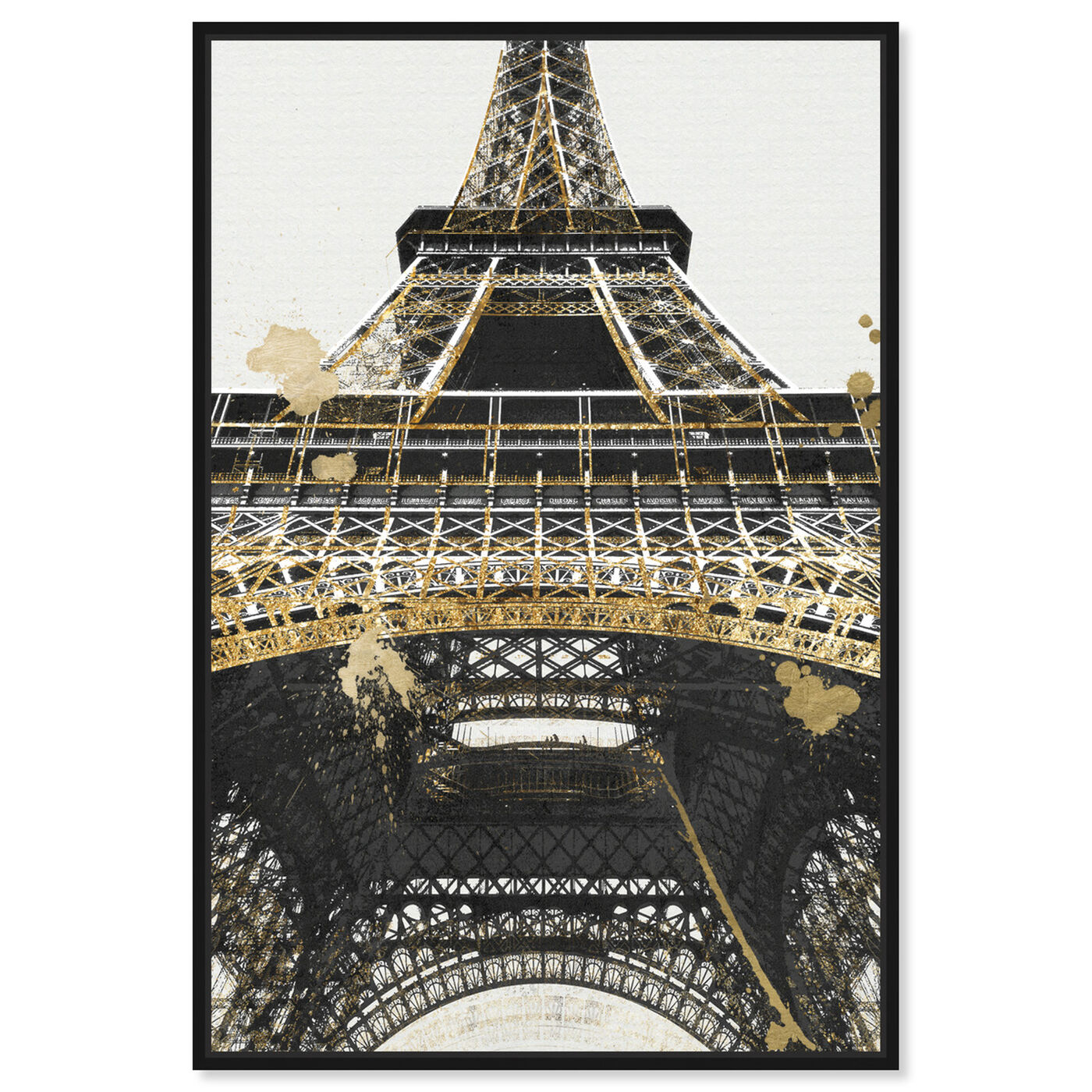 Front view of Eiffel Tower Gold Marbles featuring architecture and buildings and european buildings art.