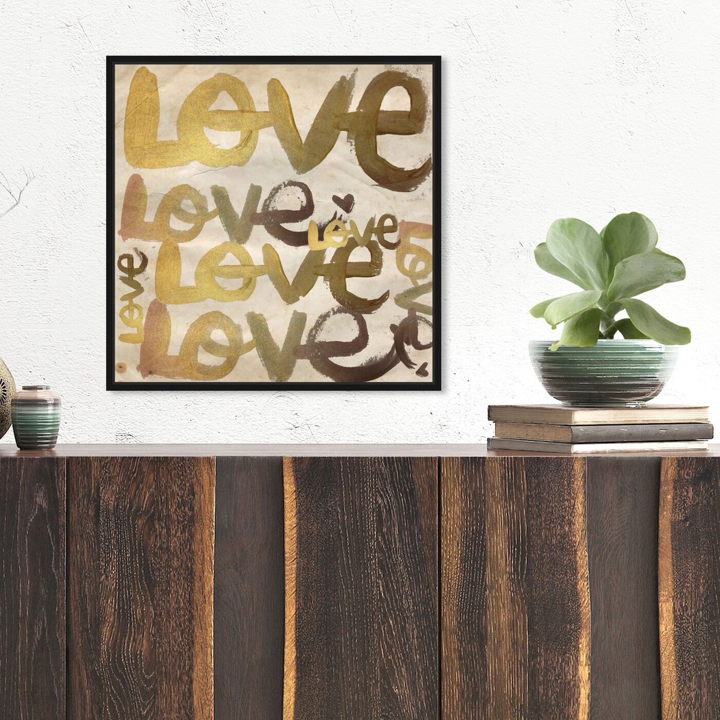 Hanging view of Four Letter Word featuring typography and quotes and love quotes and sayings art.