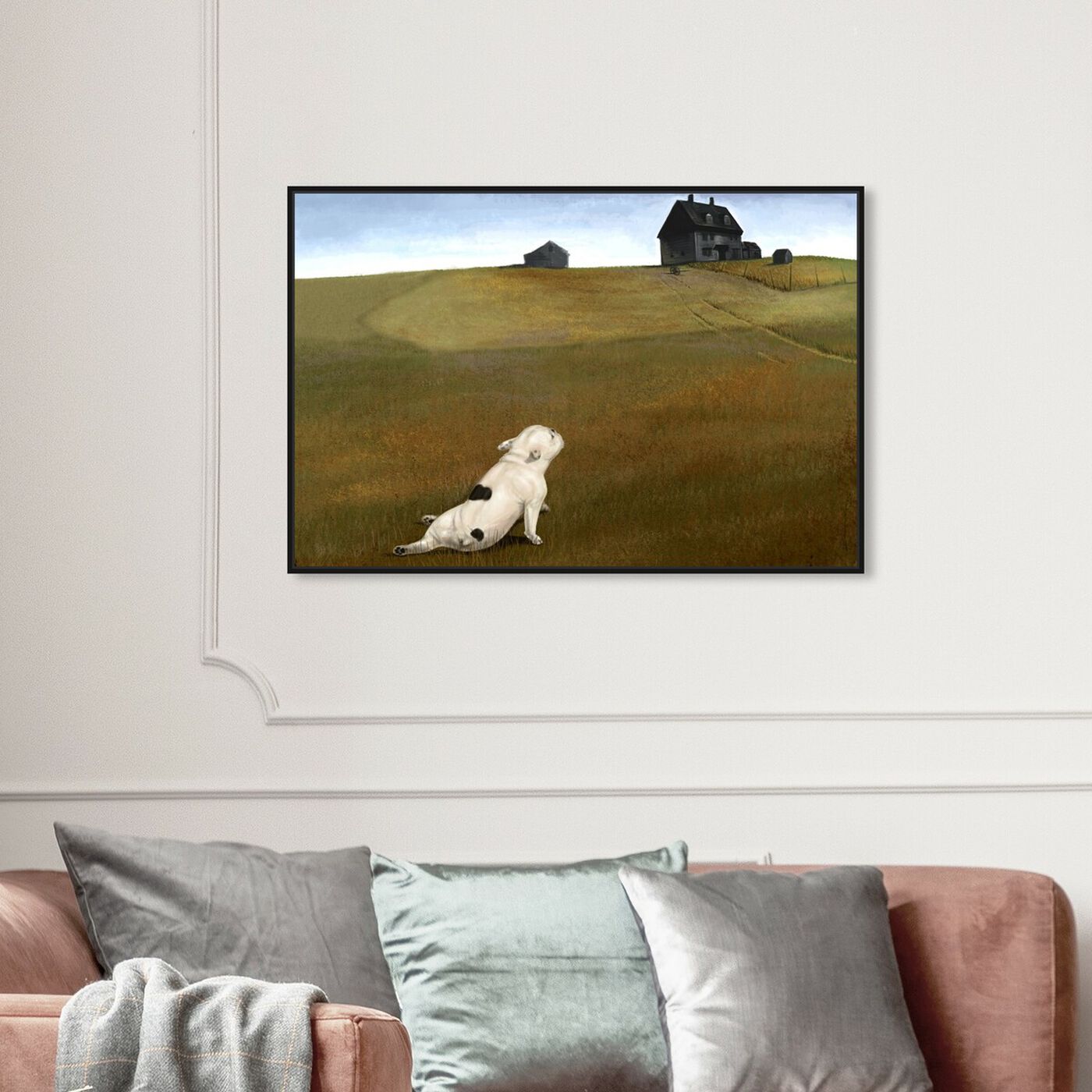Hanging view of A Dogs World By Carson Kressley featuring animals and dogs and puppies art.