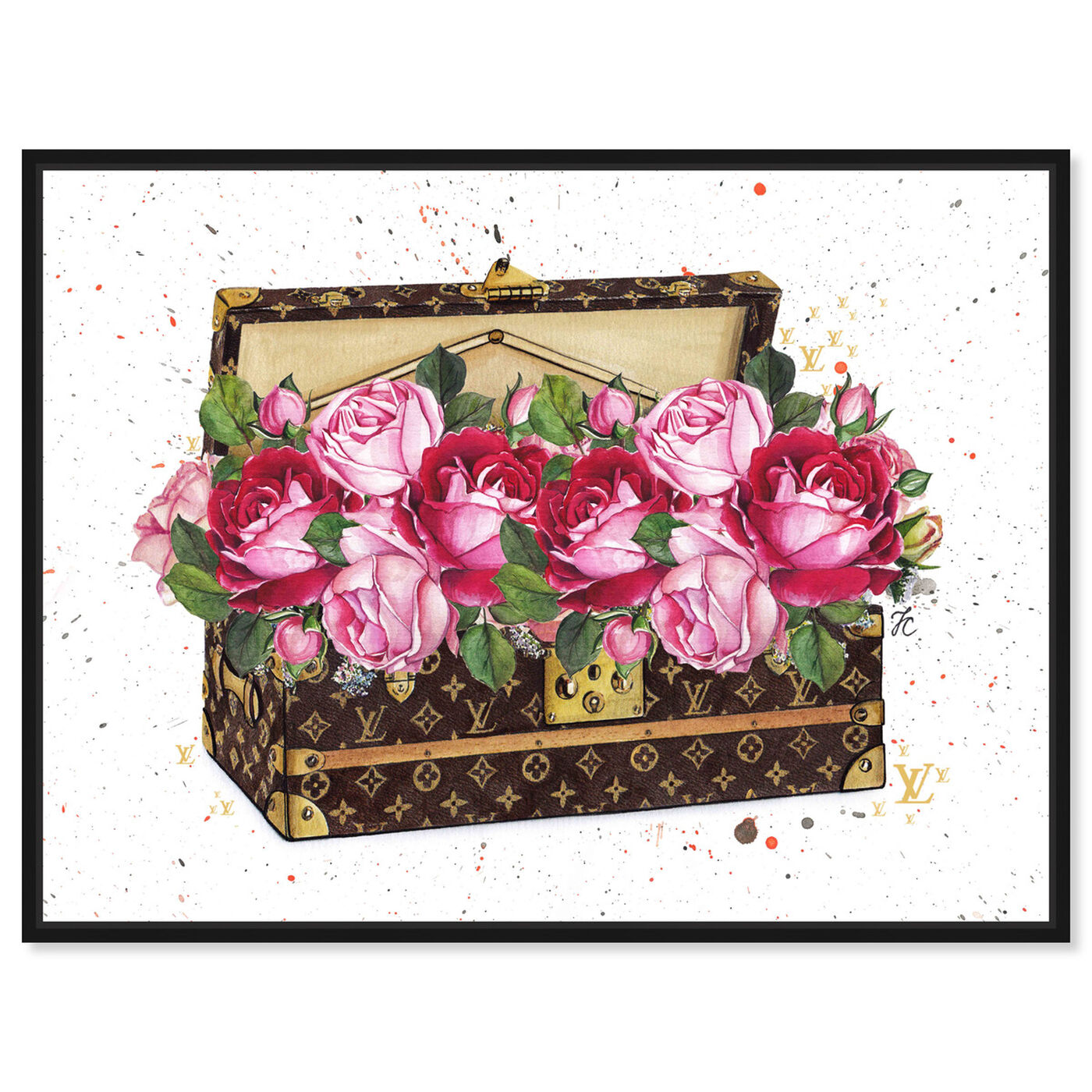 LV Inspired Trunk with flowers (Canvas Painting)