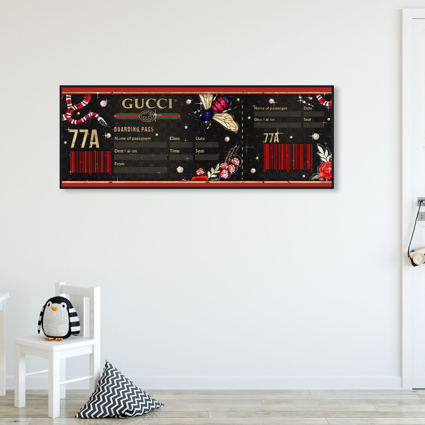 Hanging view of Ticket to Florence featuring world and countries and travel essentials art.