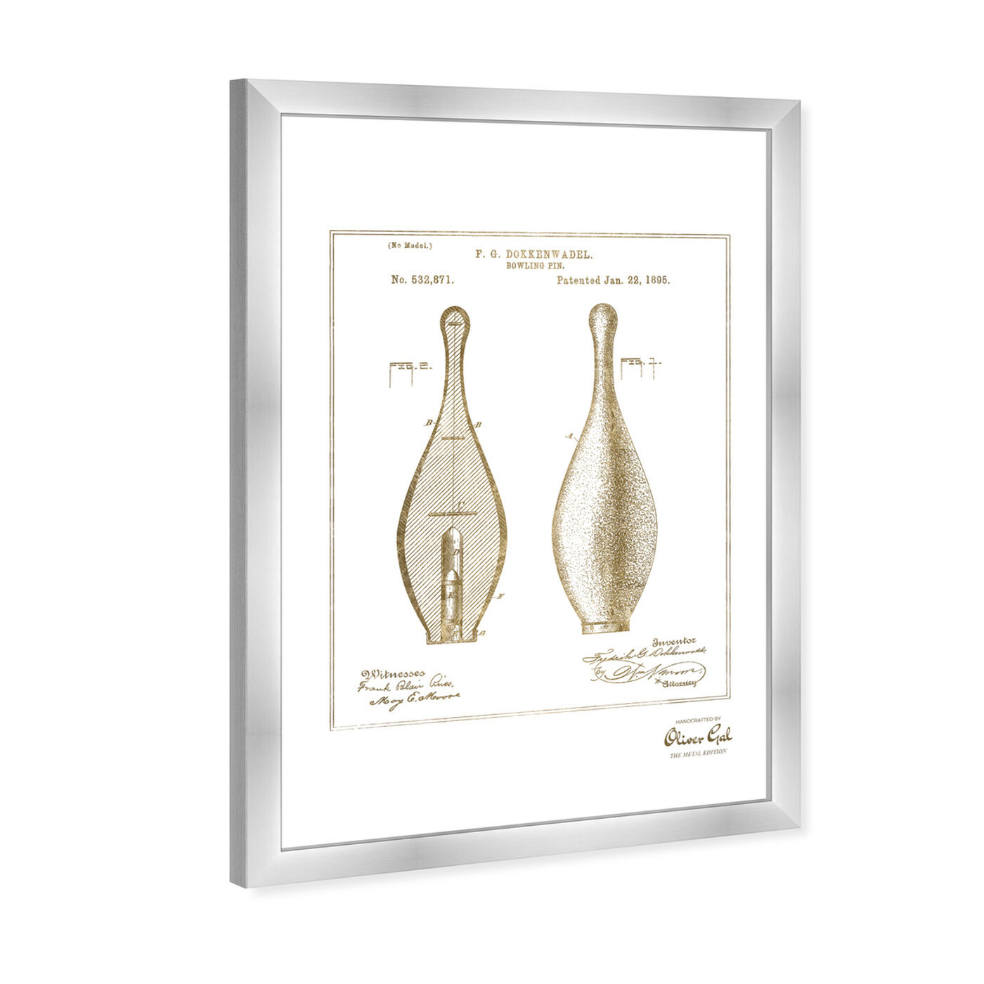 Angled view of Bowling Pin 1895 Gold featuring entertainment and hobbies and bowling art.