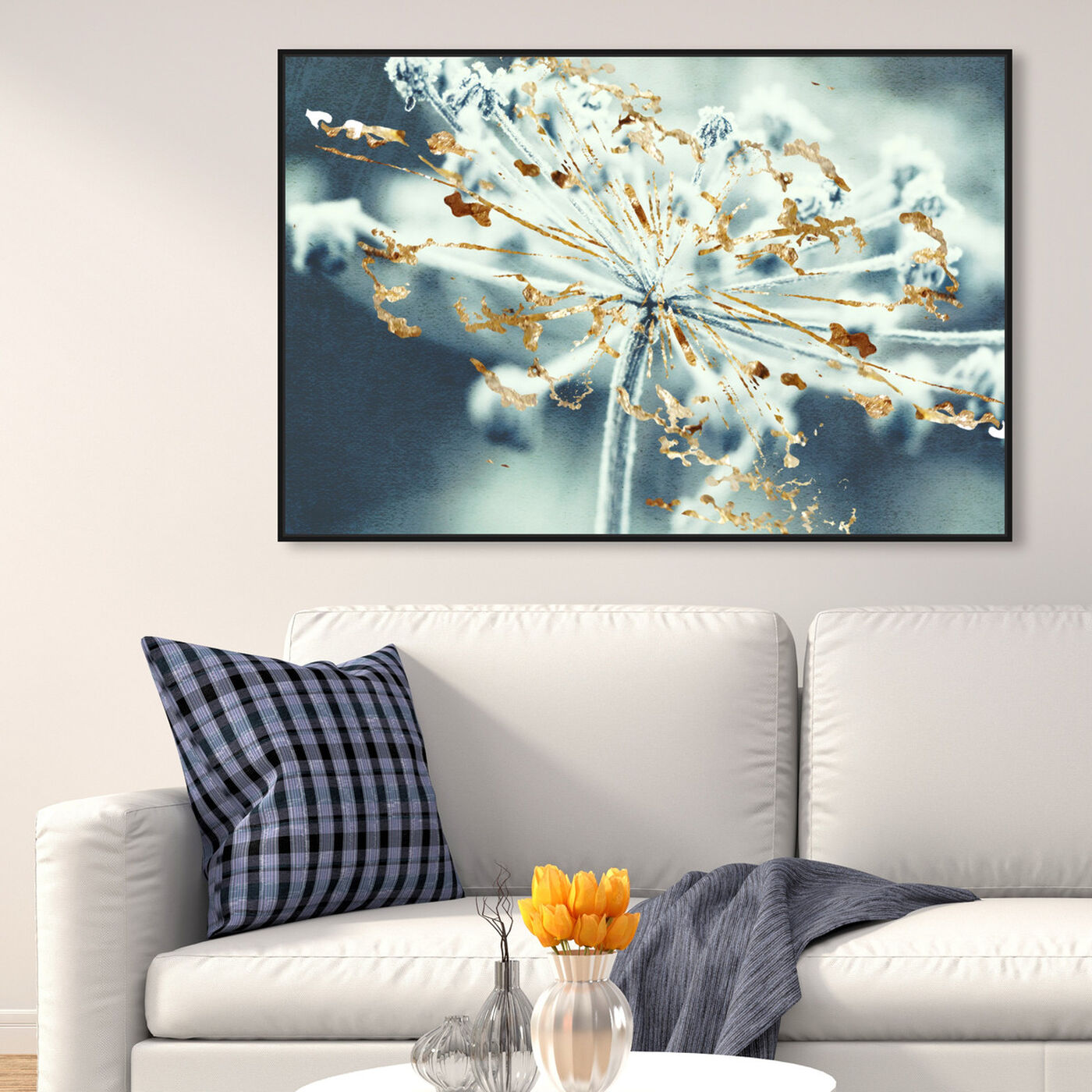 Hanging view of Gold Meadow featuring floral and botanical and florals art.