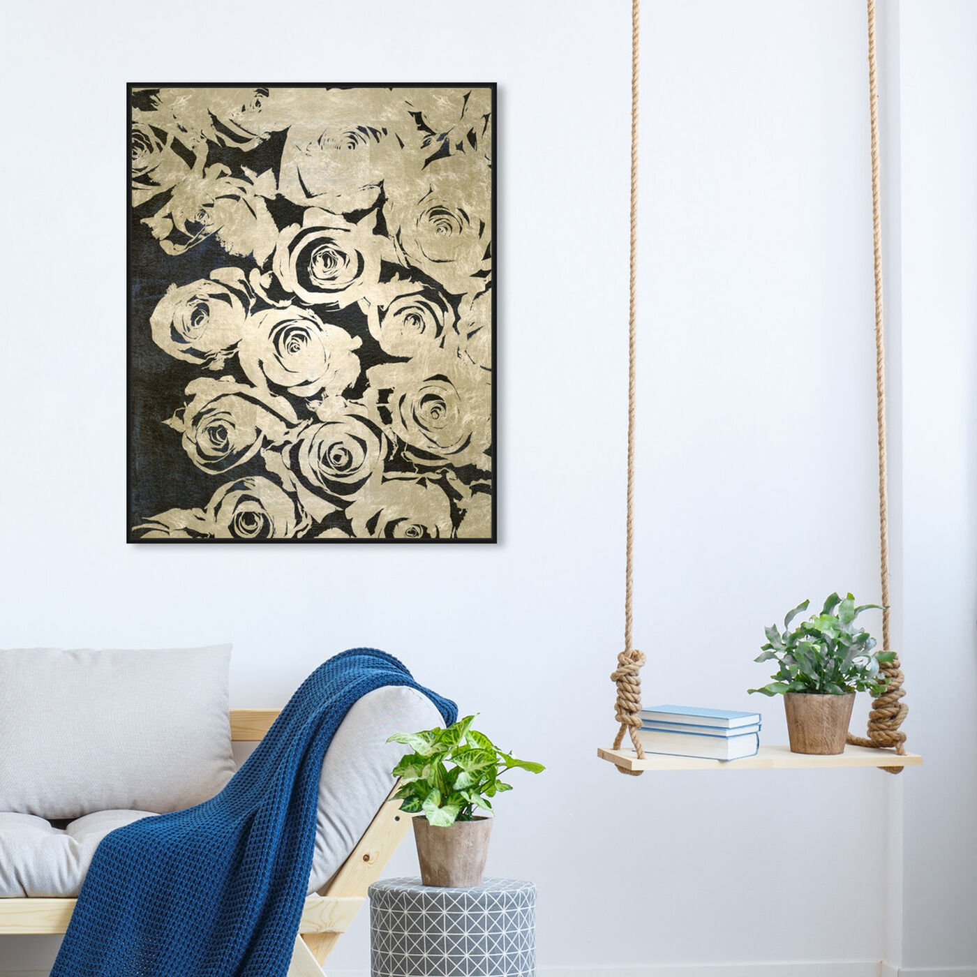 Hanging view of Dark Rose I featuring floral and botanical and florals art.