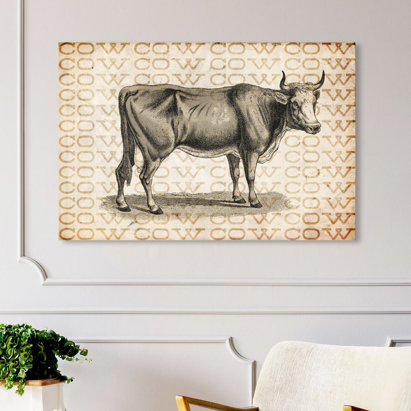 Hanging view of Cow featuring animals and farm animals art.