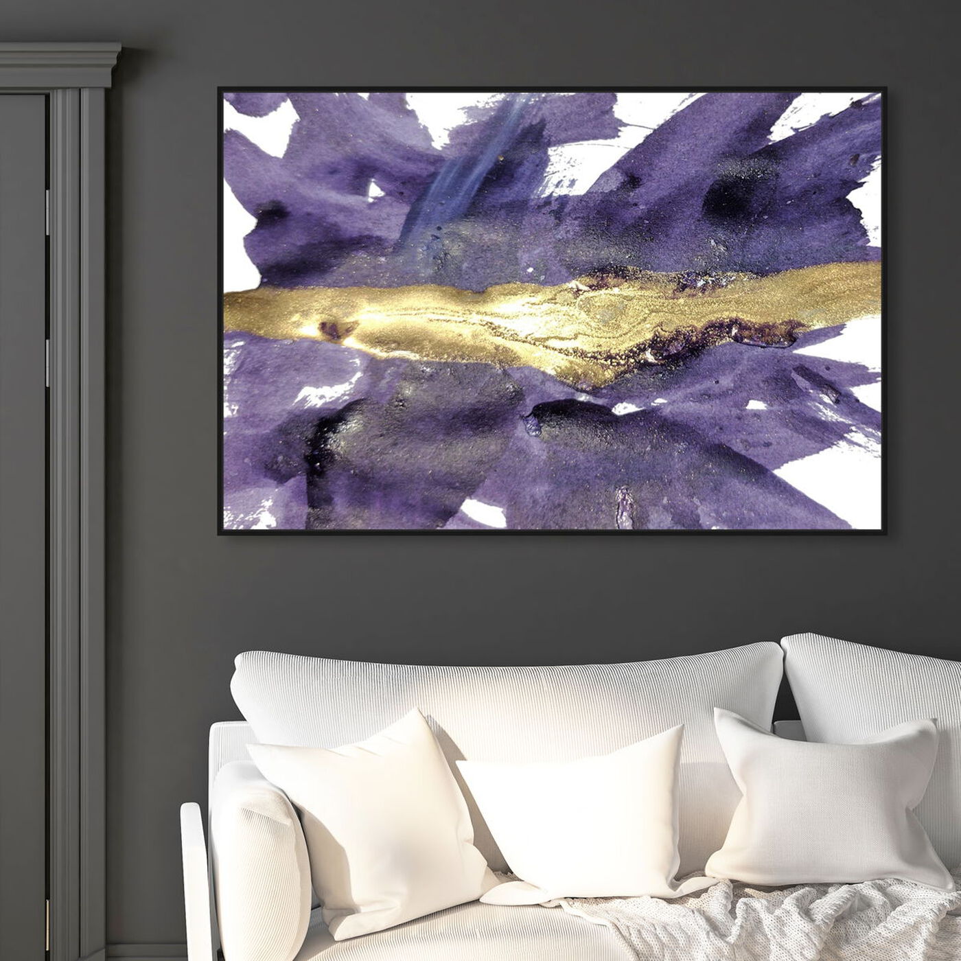 Hanging view of Venice Pure Mauve featuring abstract and textures art.