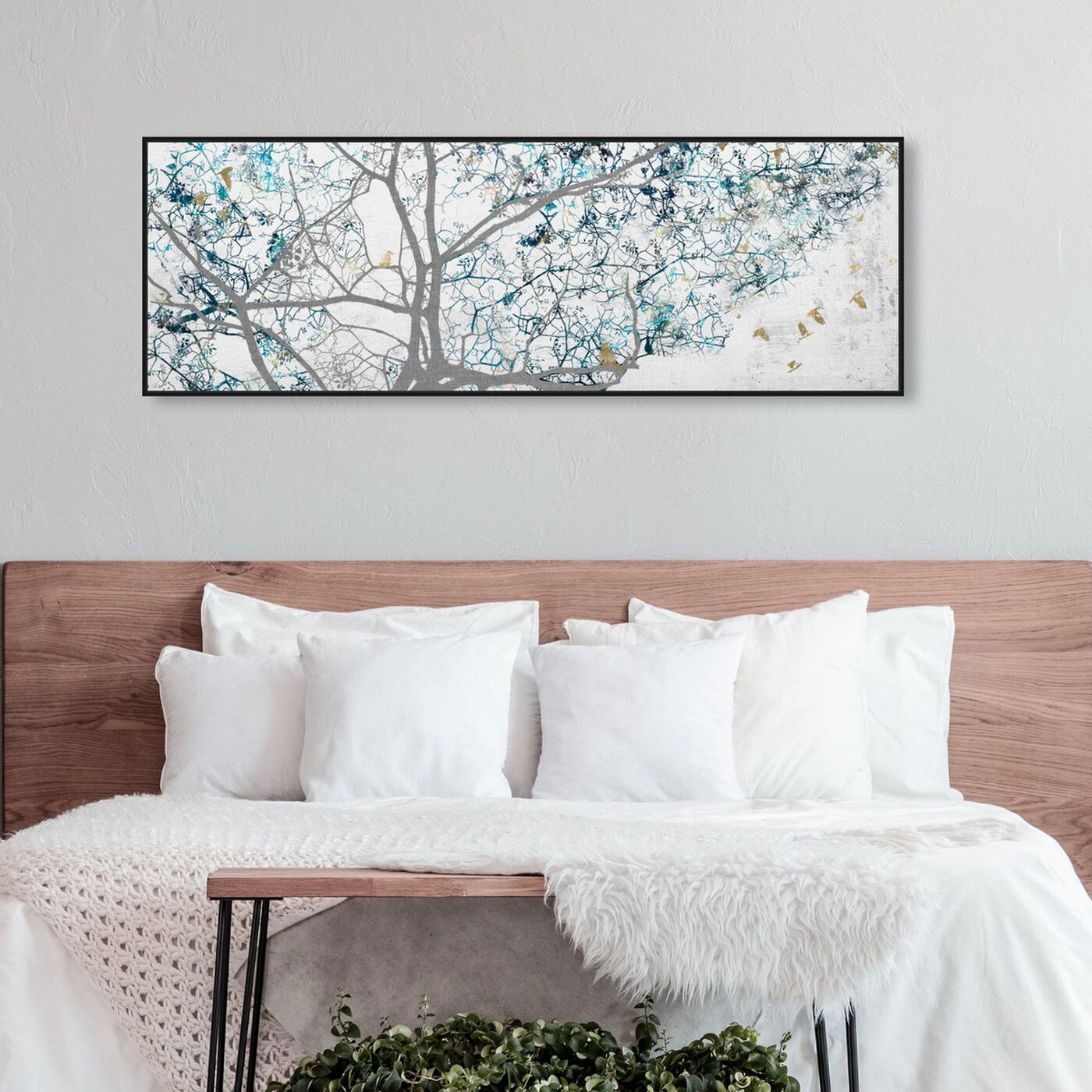 Hanging view of Turquoise Enchantment featuring floral and botanical and trees art.