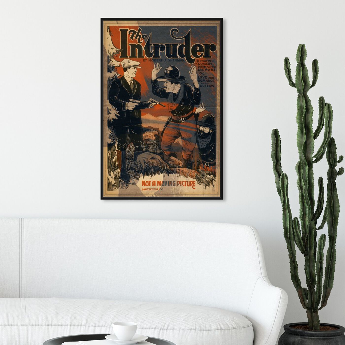 Hanging view of The Intruder featuring advertising and posters art.