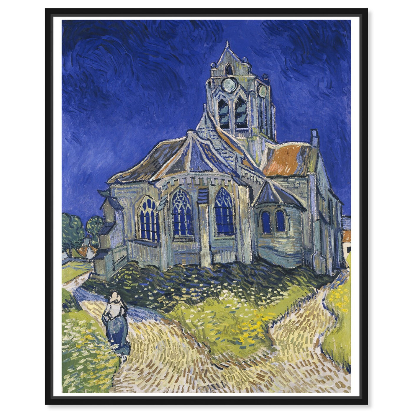 Front view of Van Gogh - The Church in Auvers Sur Oise featuring classic and figurative and impressionism art.