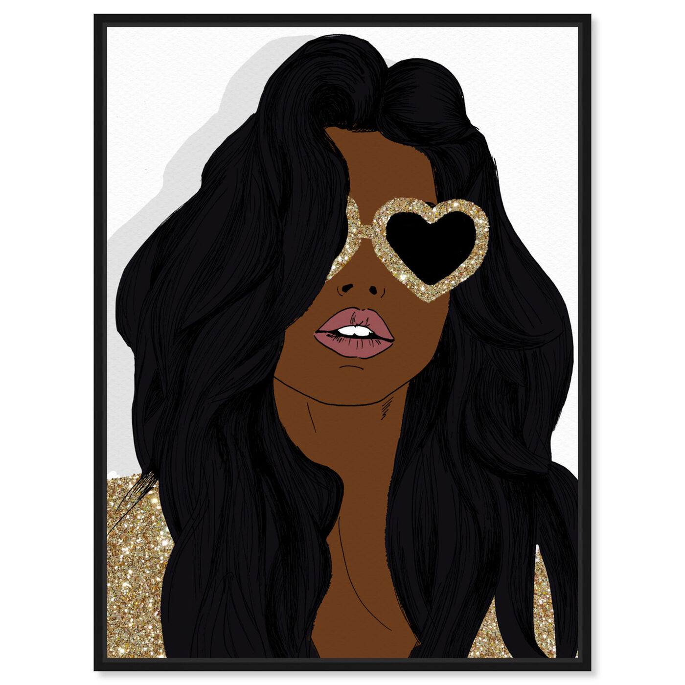 Front view of Brunette Heart Sunglasses featuring fashion and glam and accessories art.