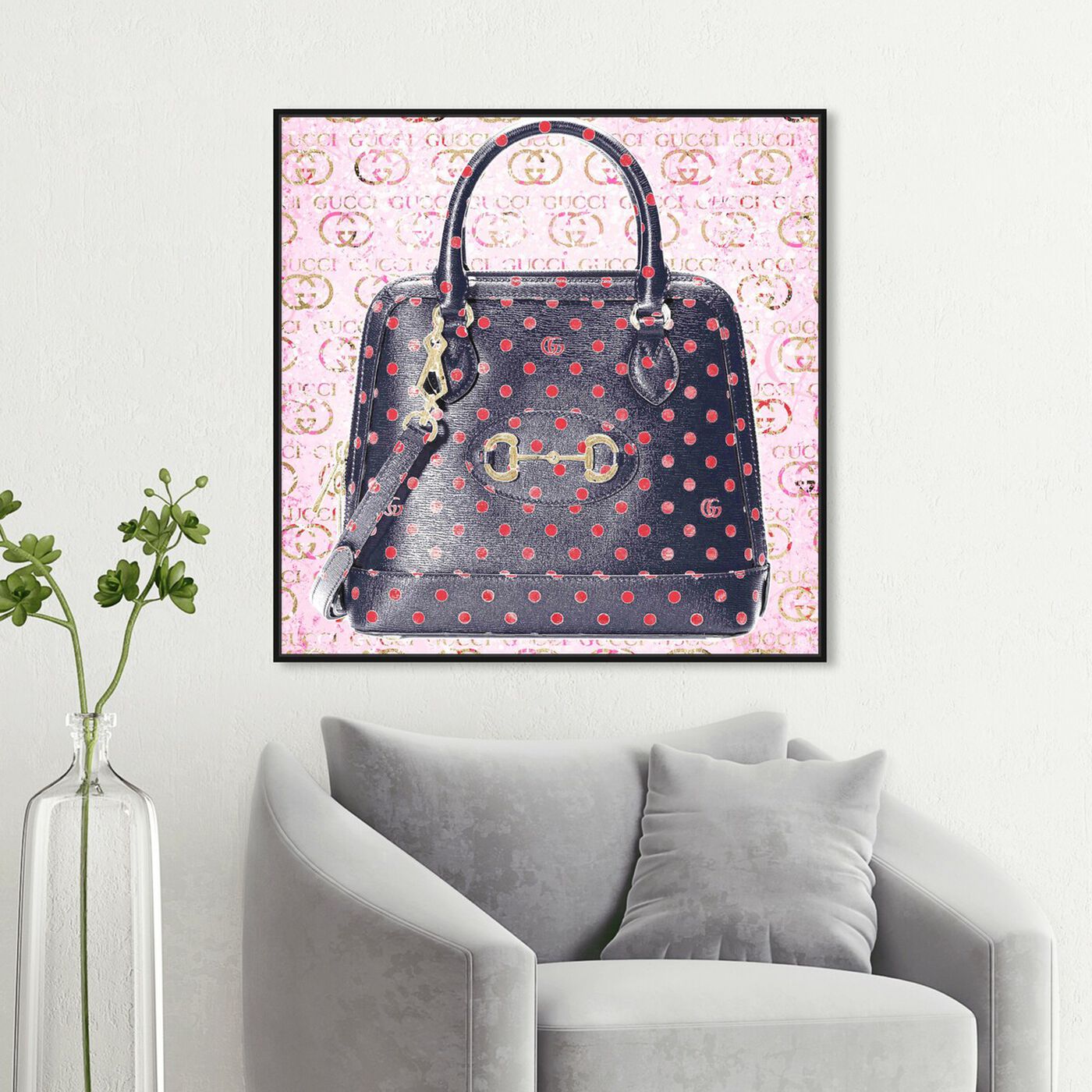 Hanging view of Polkadots on my bag featuring fashion and glam and handbags art.
