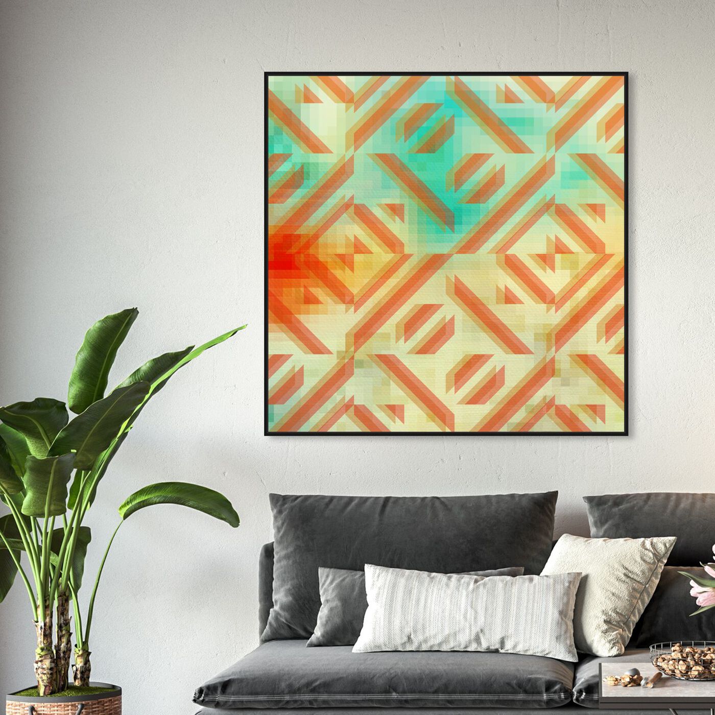 Hanging view of Gaze featuring abstract and geometric art.