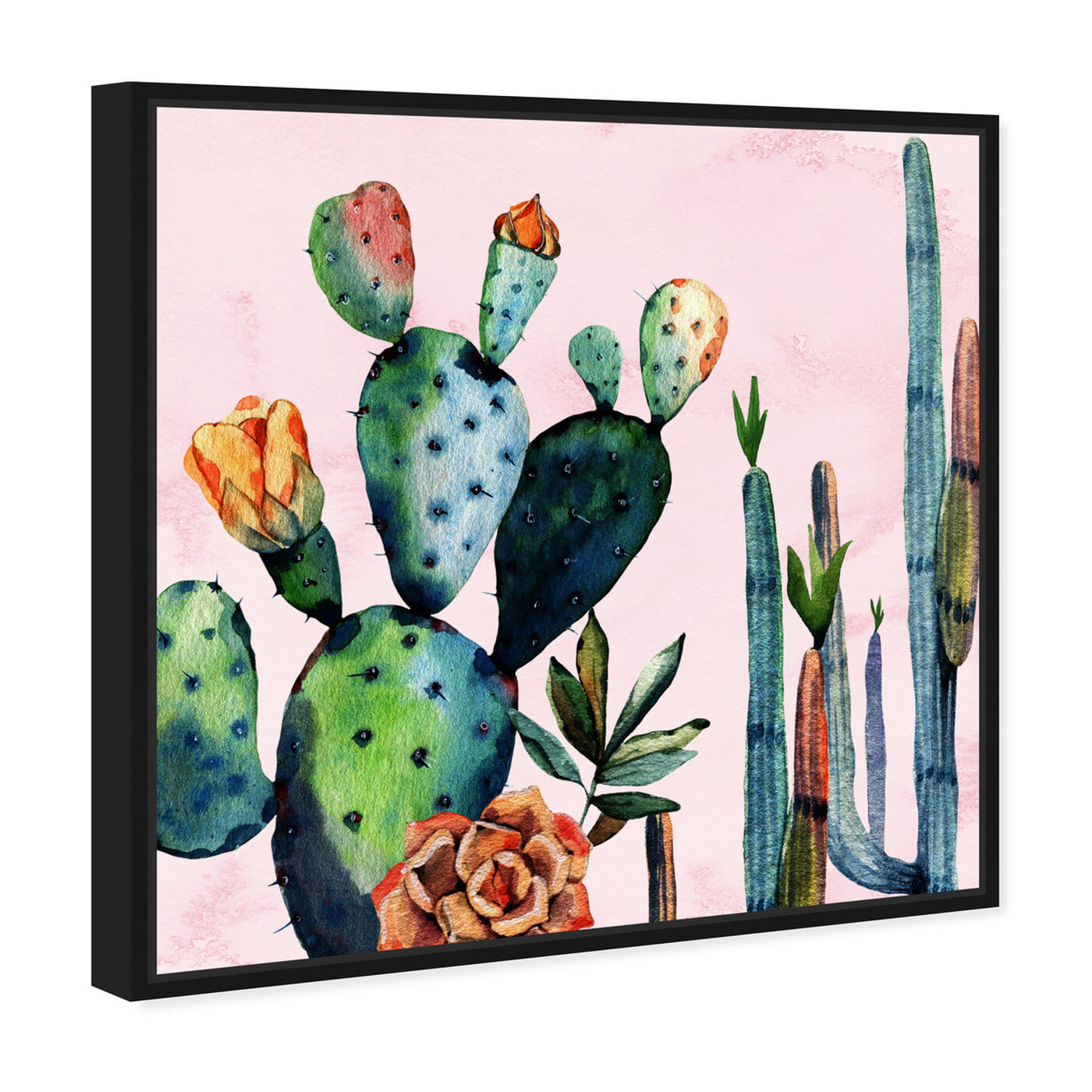 Angled view of Watercolor Succulents featuring floral and botanical and botanicals art.