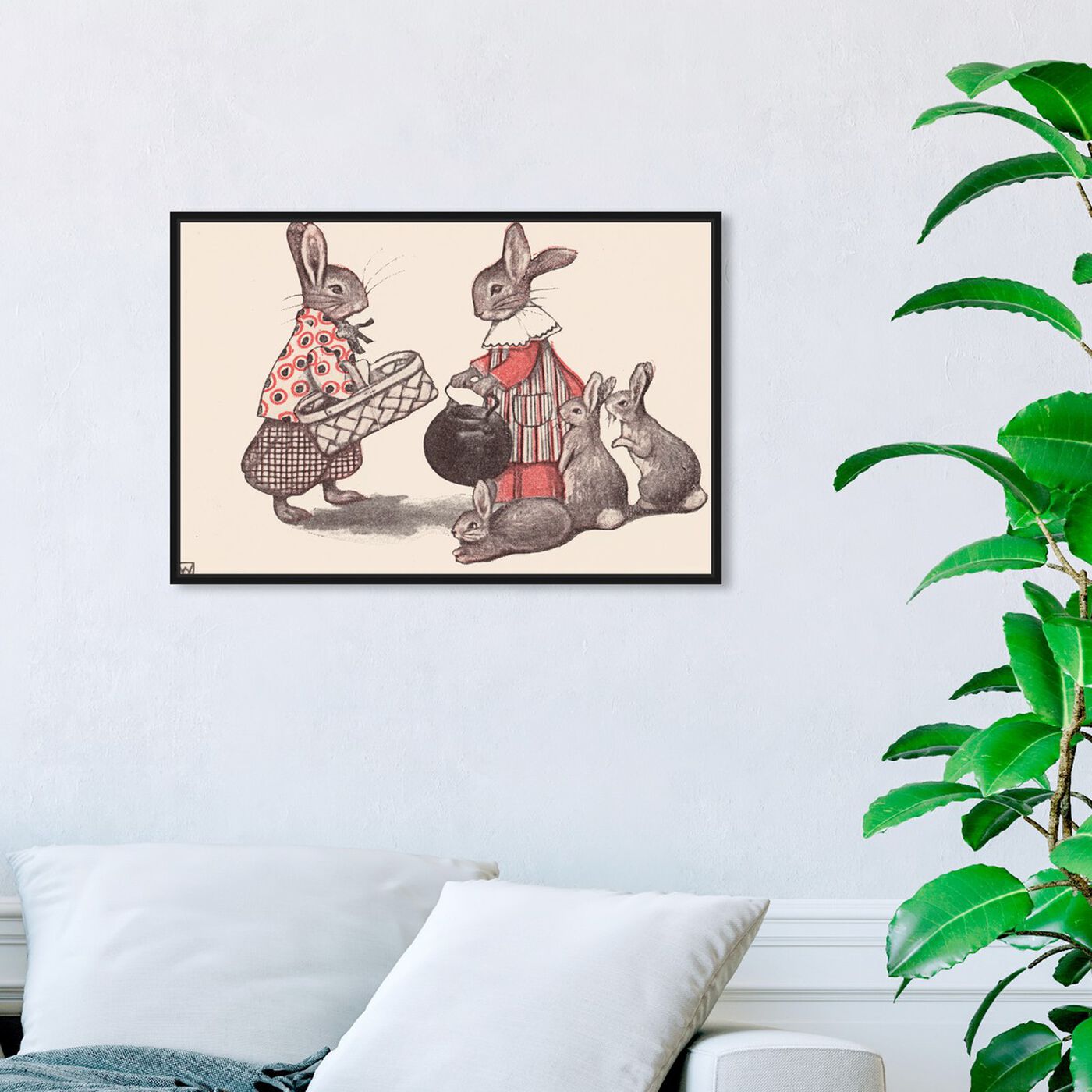 Hanging view of Rabbit Family featuring animals and farm animals art.