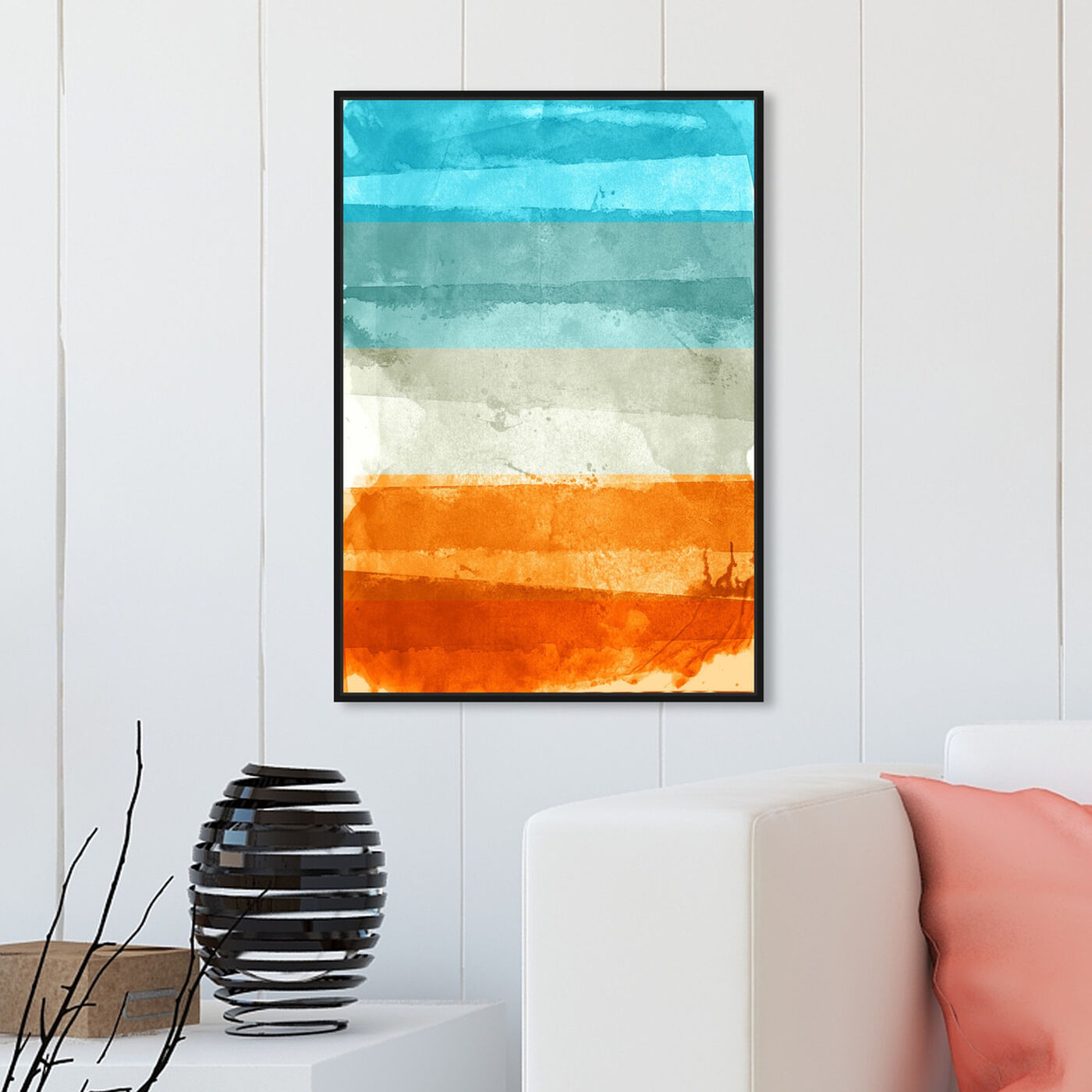 Hanging view of Summer Sun featuring abstract and watercolor art.