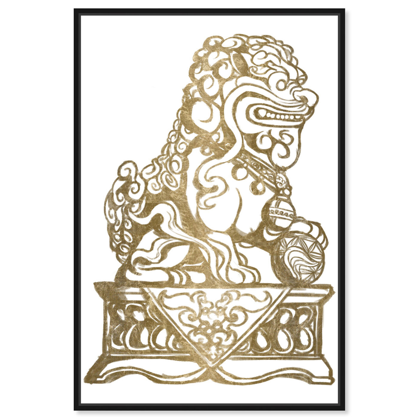 Front view of Foo Dog Gold II featuring symbols and objects and symbols art.