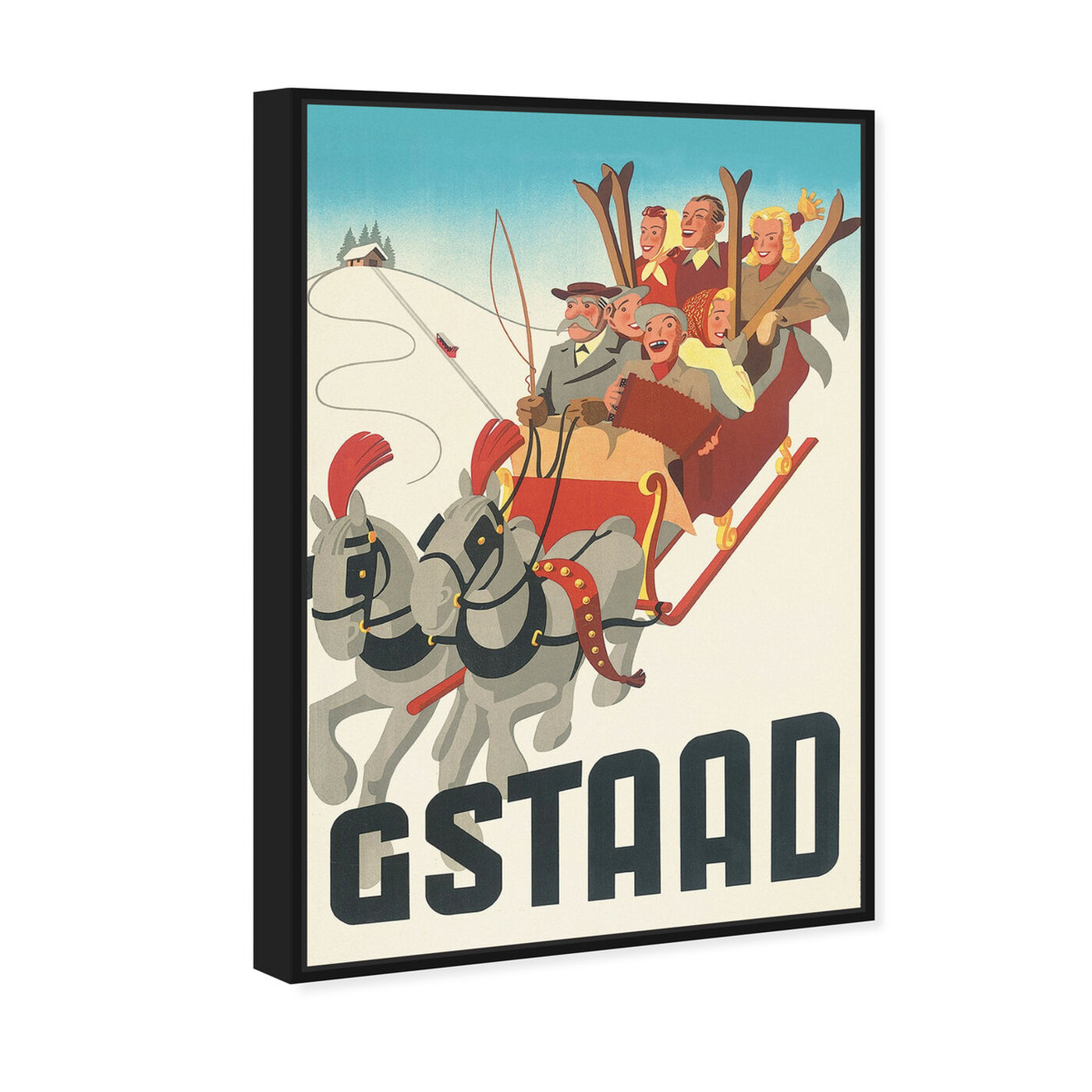 Angled view of Gstaad featuring advertising and posters art.