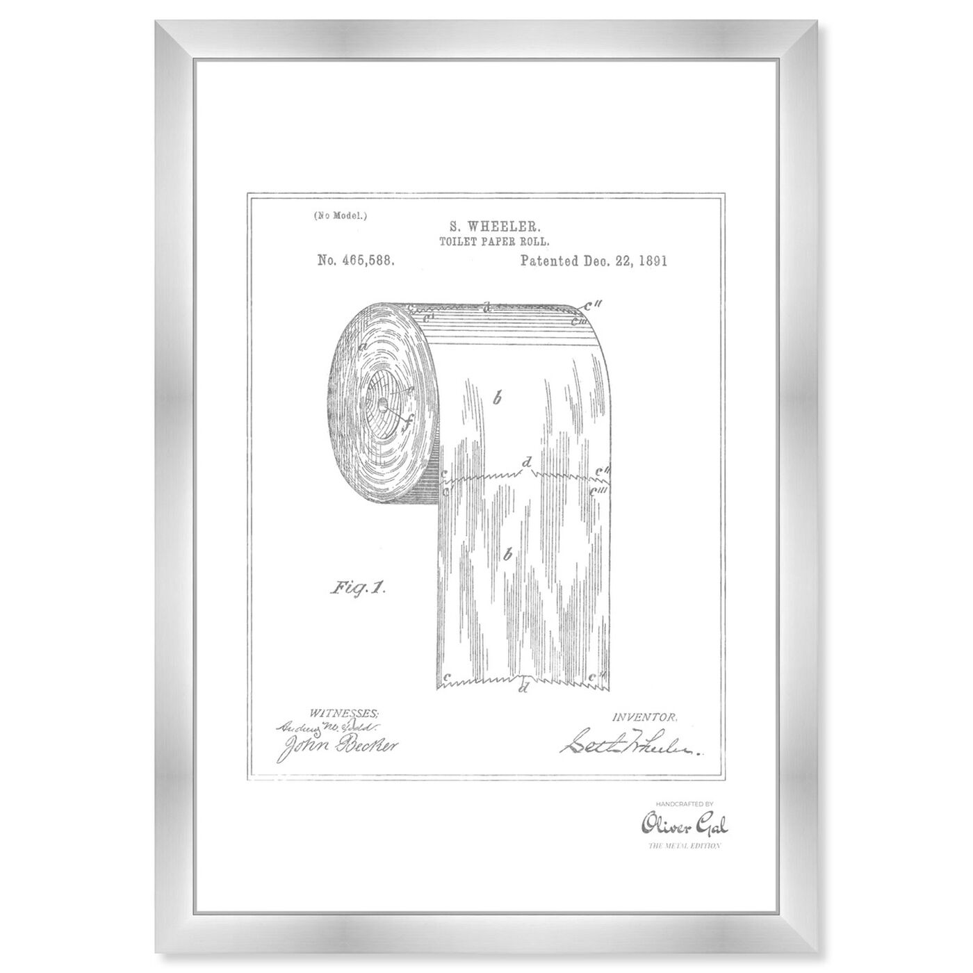 Front view of Toilet-paper roll 1891, Silver Foil featuring bath and laundry and bath art.