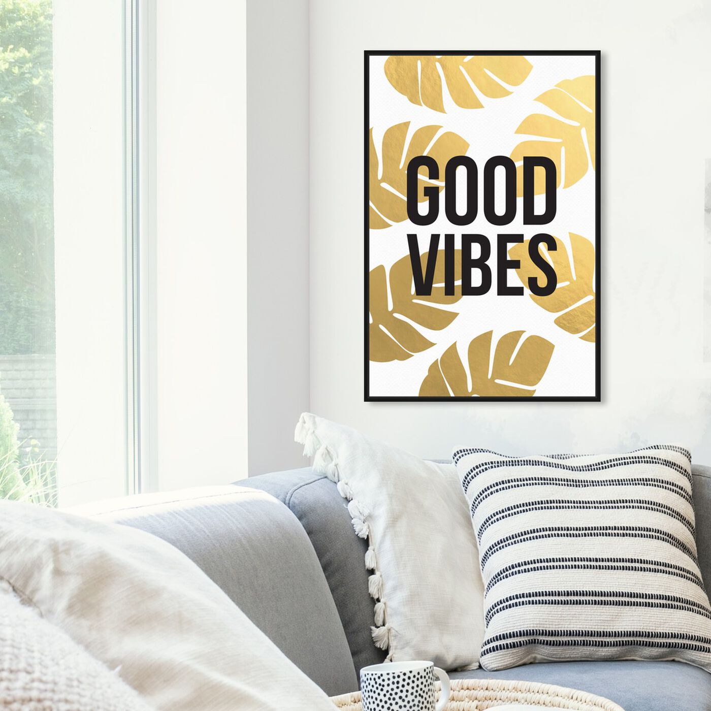 Hanging view of Good Vibes featuring typography and quotes and motivational quotes and sayings art.